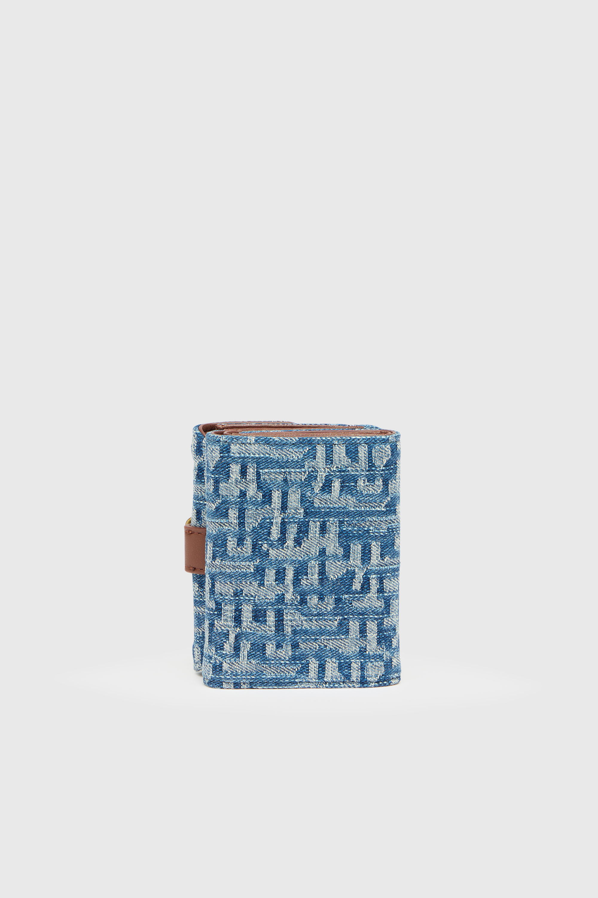 Diesel - D-LINE TRI FOLD COIN XS II, Woman's Tri-fold wallet in monogram denim with belt detail in Blue - 2