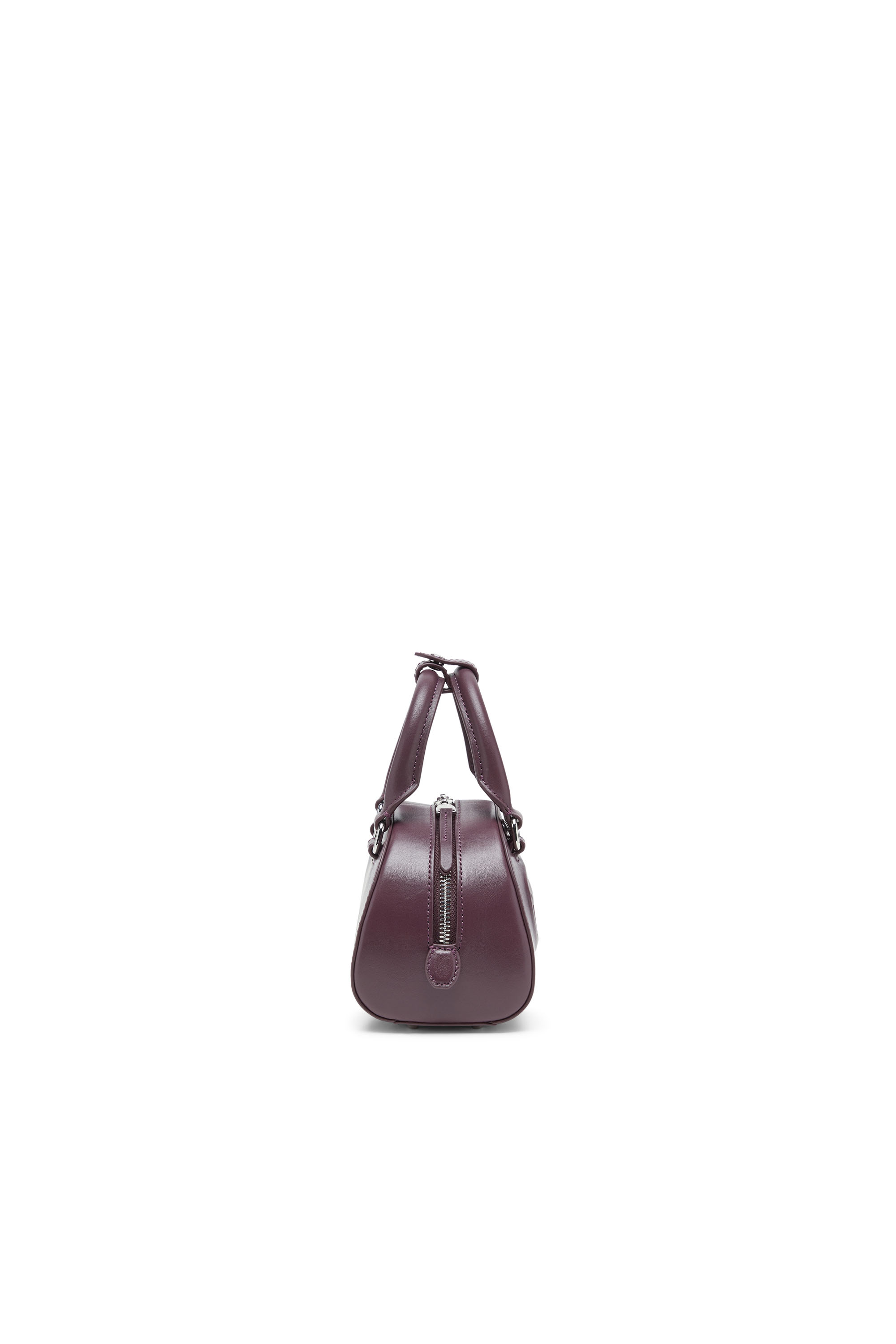 Diesel - FARFETCH 1DR DOME CROSSBODY, Woman's 1DR Dome-Mini bowling bag in burgundy leather in Burgundy - 4
