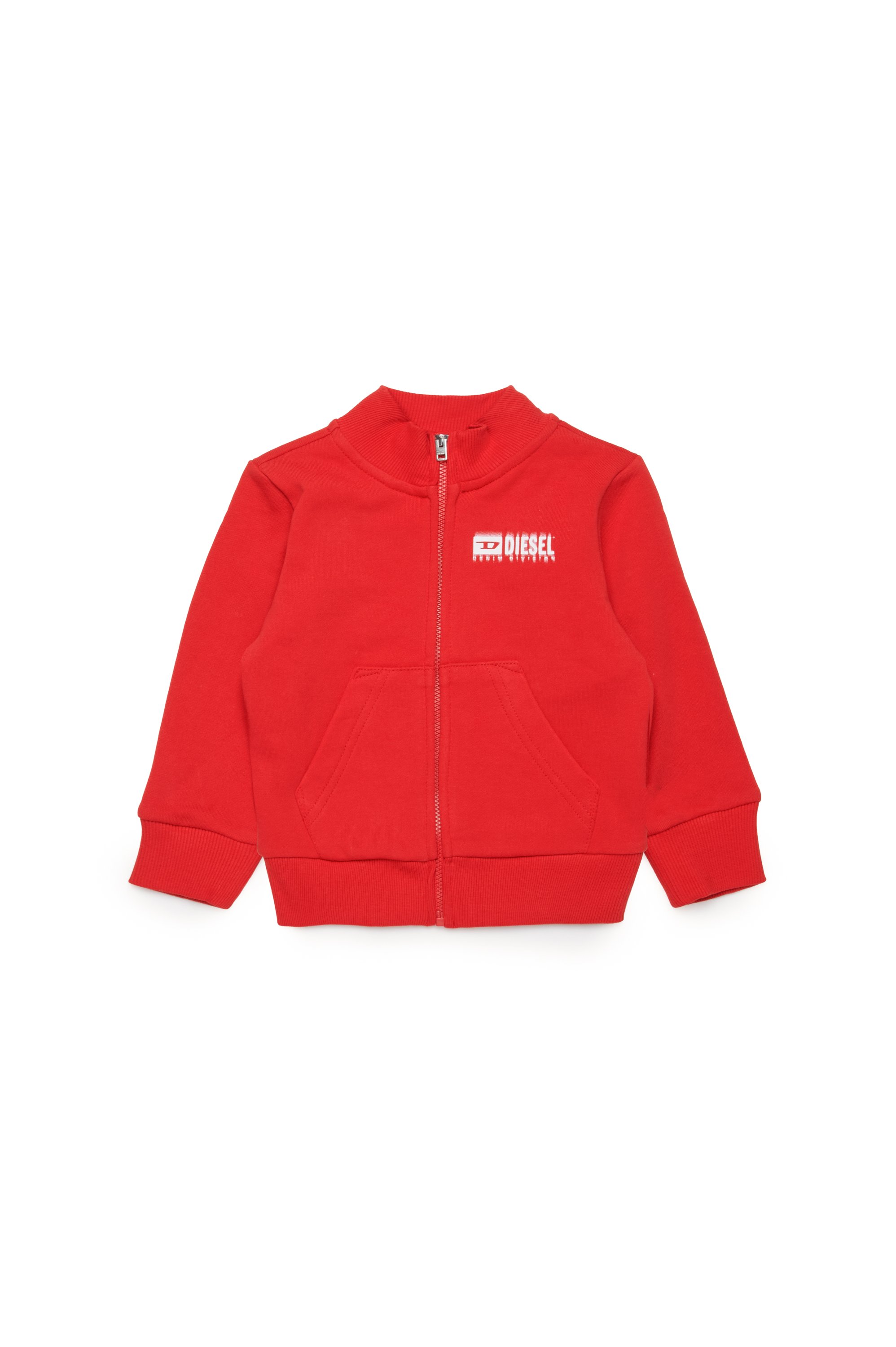 Diesel - SVOUGZIPALB, Unisex Zipped sweatshirt with smudged logo in Red - Image 1
