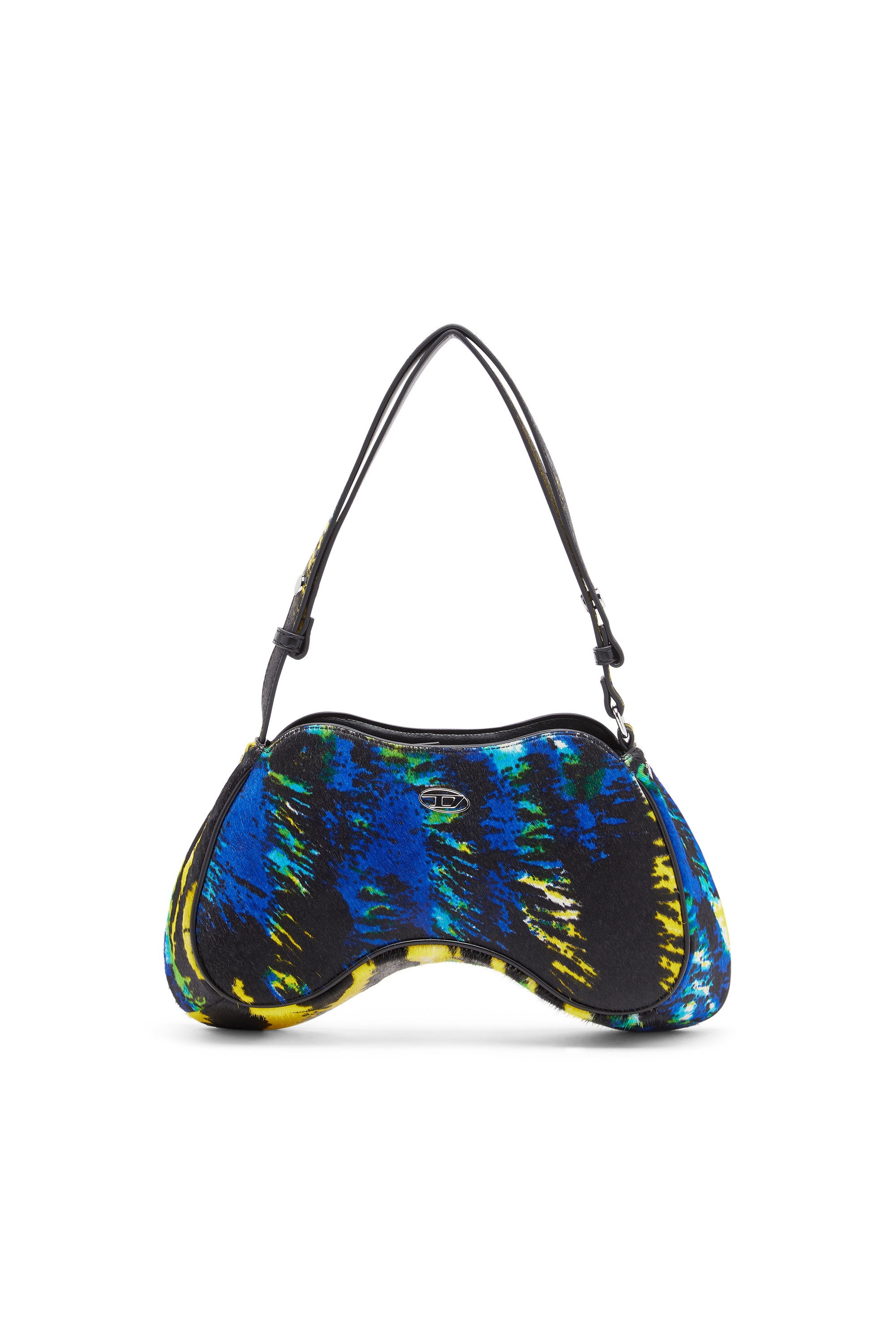 Diesel - PLAY SHOULDER, Woman's Play-Borsa a spalla in cavallino tigrato in Yellow/Blue - 1