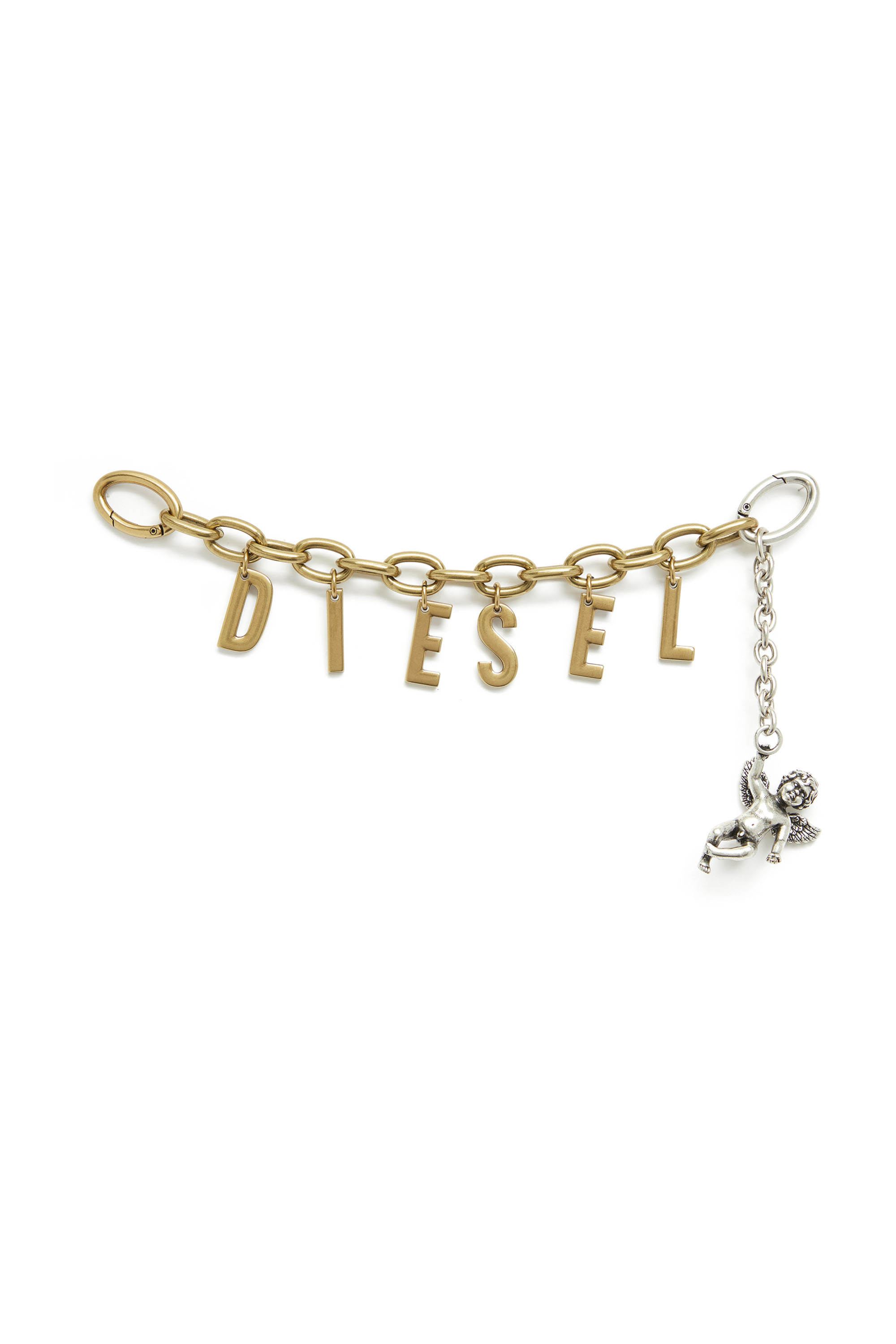 Diesel - CHAIN-D III S, Woman's Metal letter charm with cherub in Gold - 1