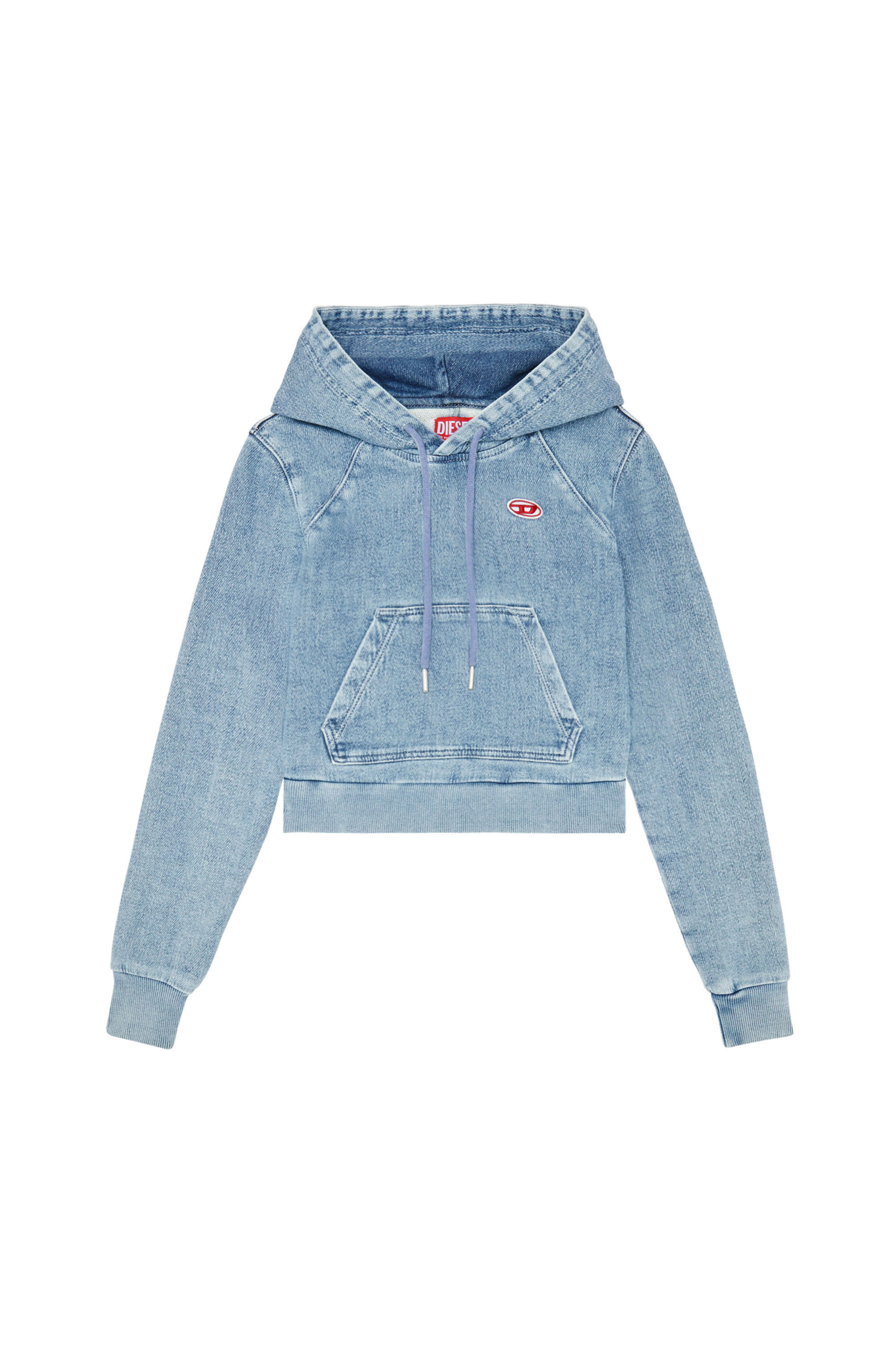 Diesel - D-ANGY TRACK DENIM HOODIE, Light Blue - Image 3