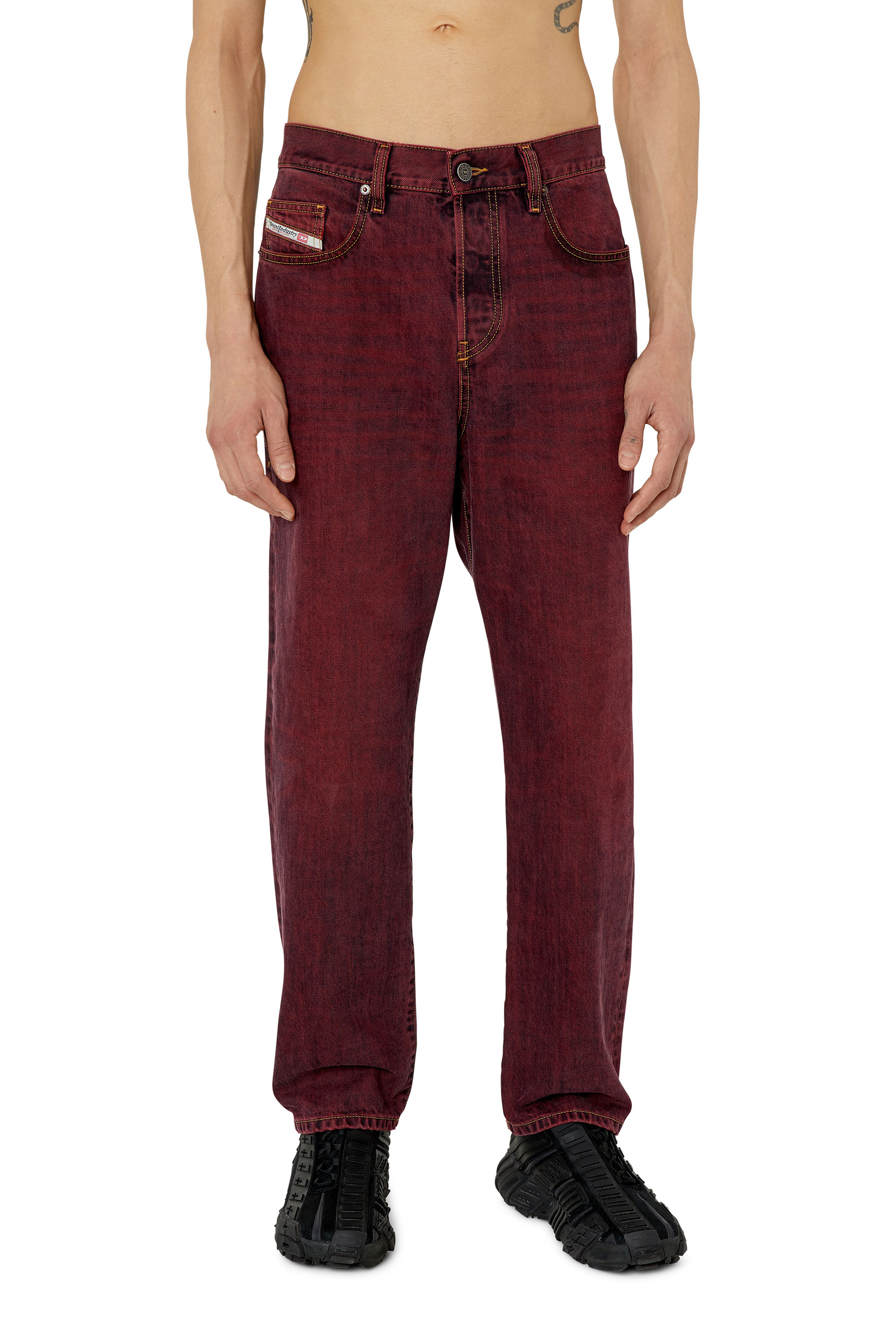 Diesel - 2020 D-Viker 09H01 Straight Jeans, Burgundy - Image 3