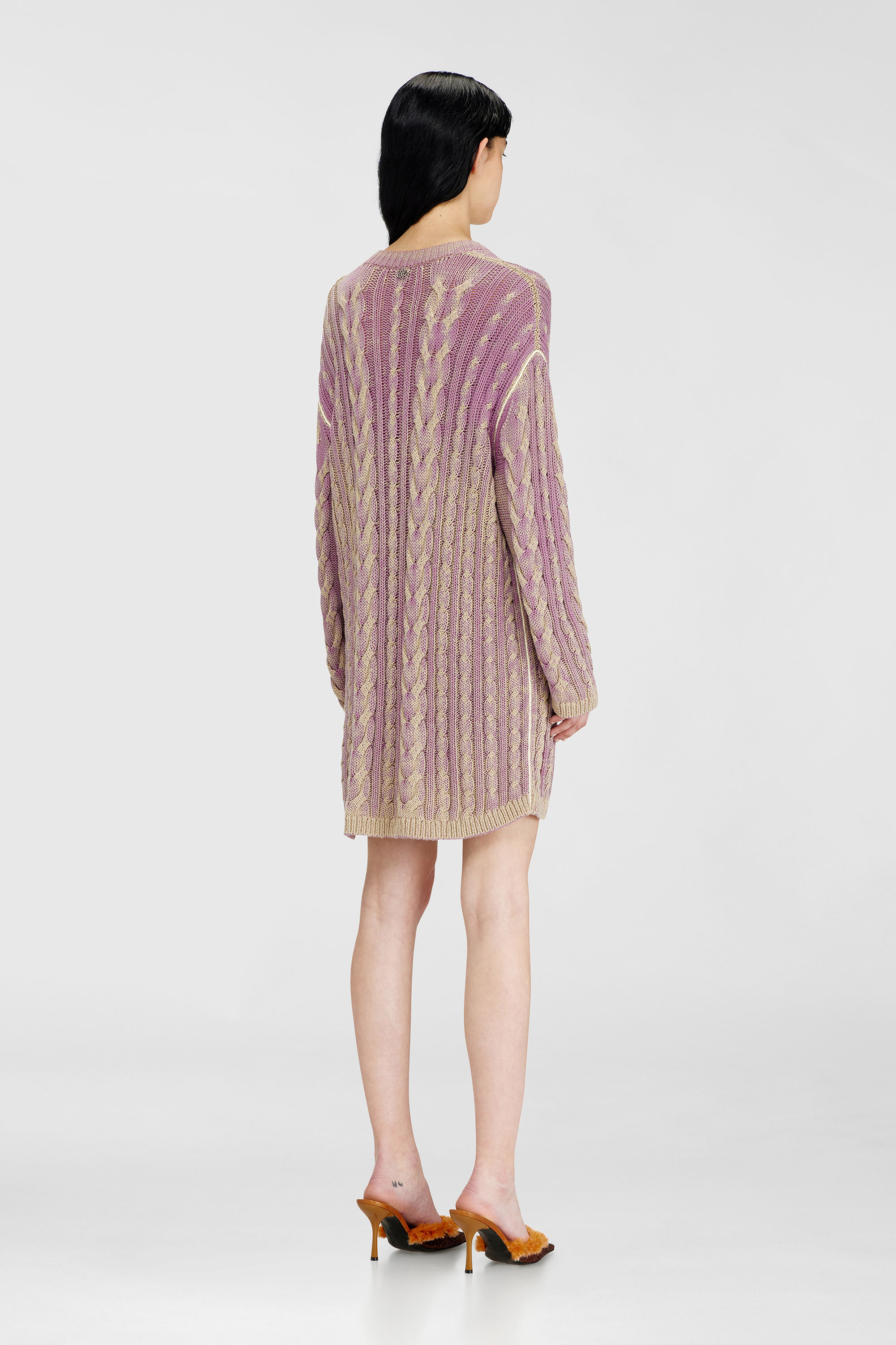 Diesel - M-ELGA, Woman's Short sweater dress in cable knit in Lilac - 4