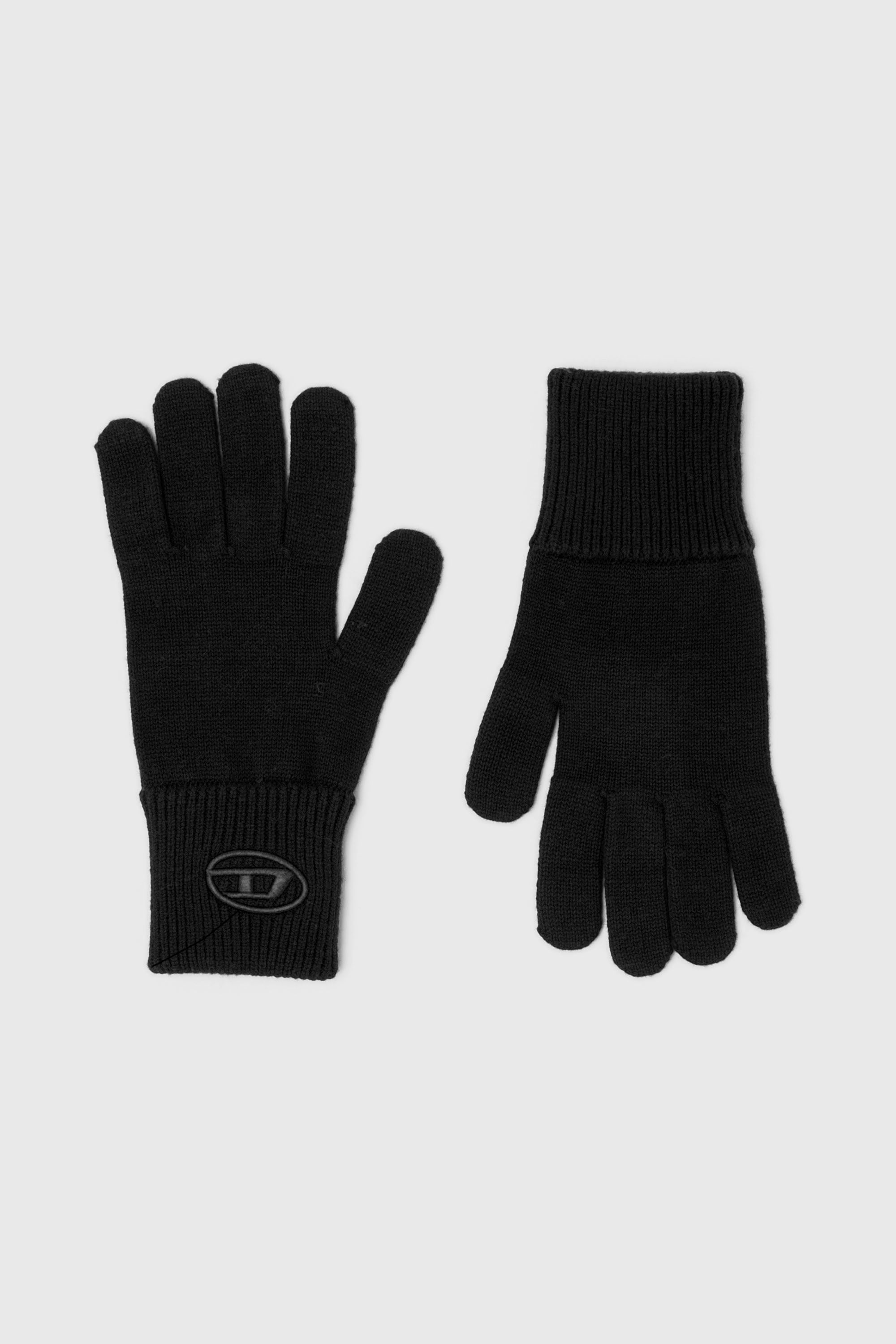 Diesel - K-CODY-A, Unisex's Wool blend gloves with embroidered logo in Black - 1