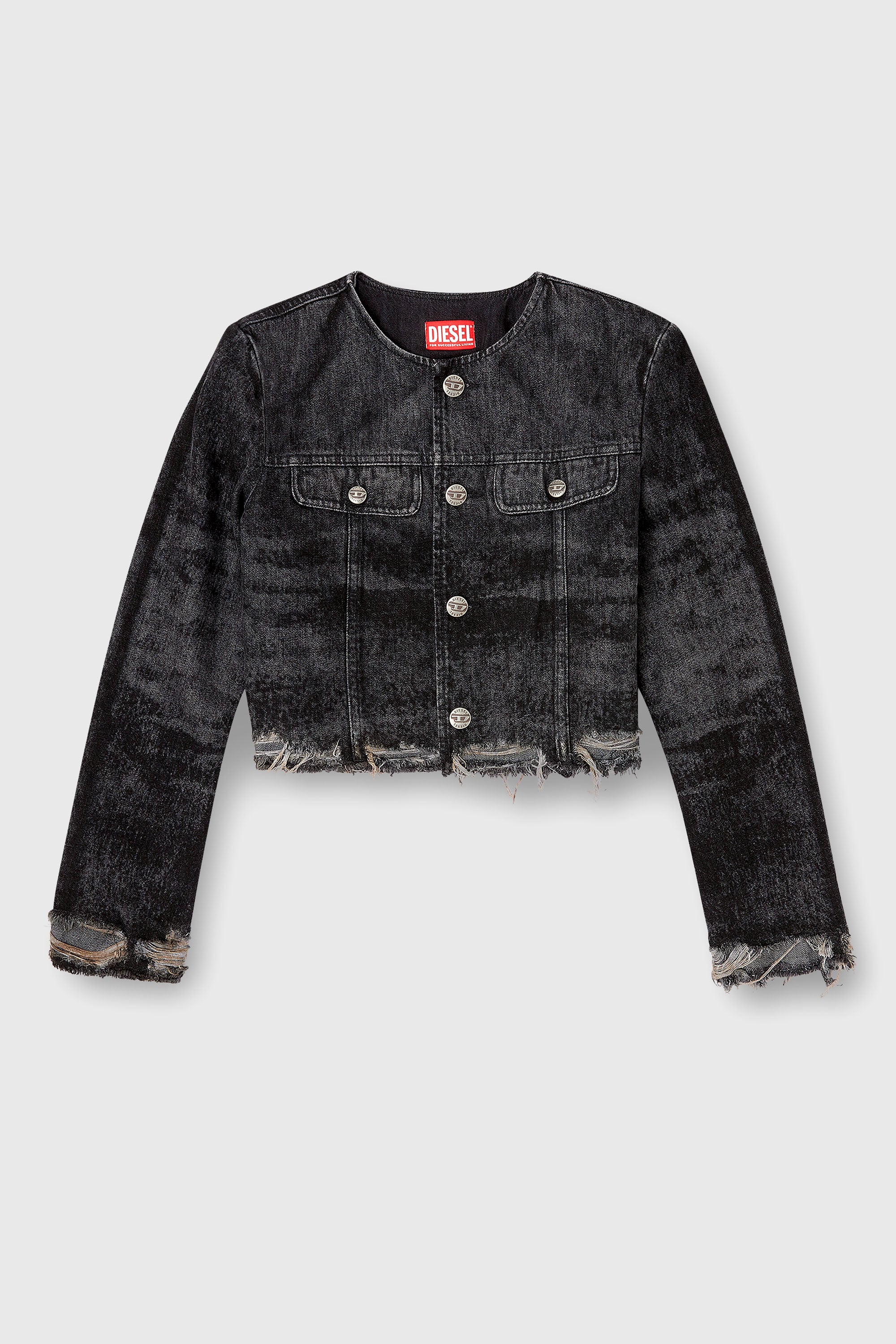 Diesel - DE-GRAFFY-FSH, Woman's Jacket in lasered cotton-hemp denim in Black - 2
