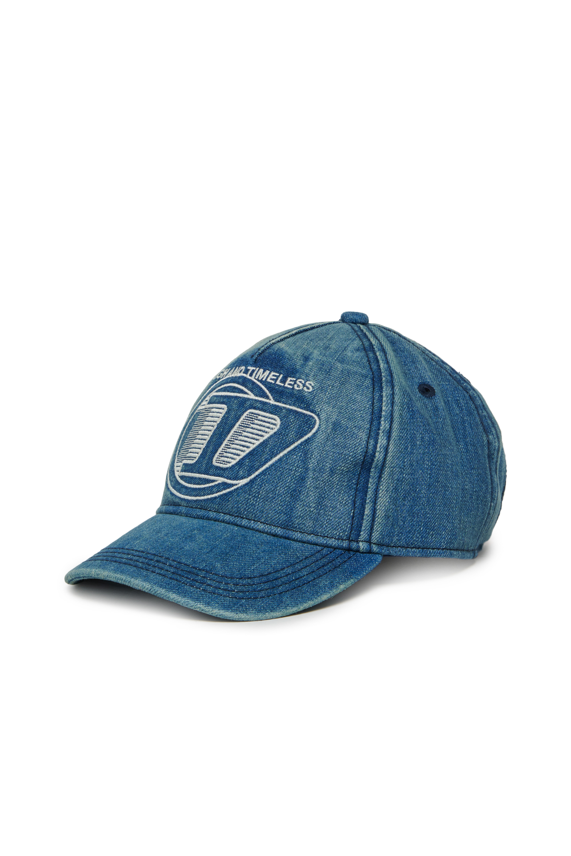 Diesel - FARBIT, Man's Baseball cap in denim with embroidered D in Blue - 1