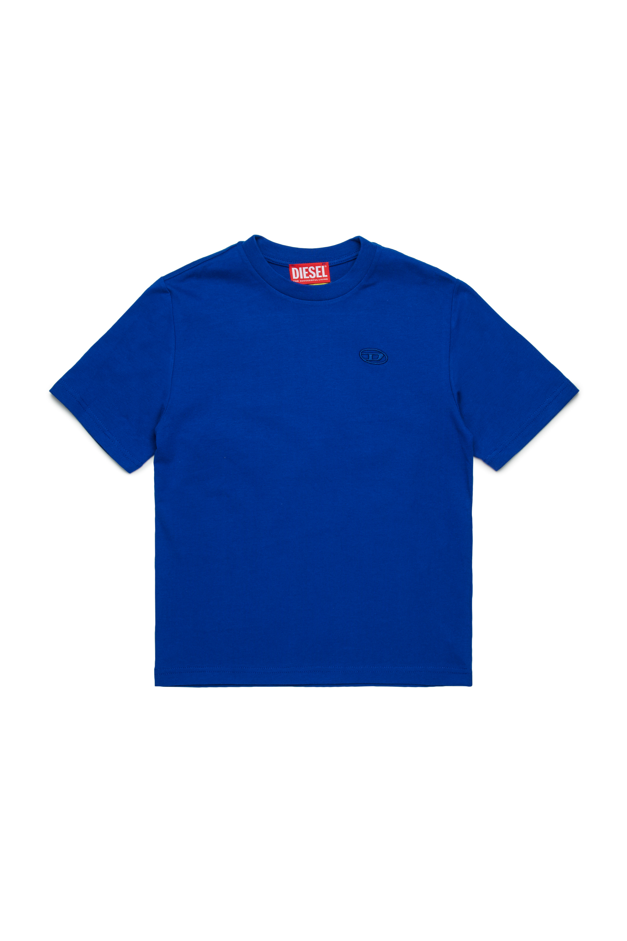 Diesel - TBOGGYMEGOVALD OVER, Man's T-shirt with mega Oval D embroidery in Blue - 1