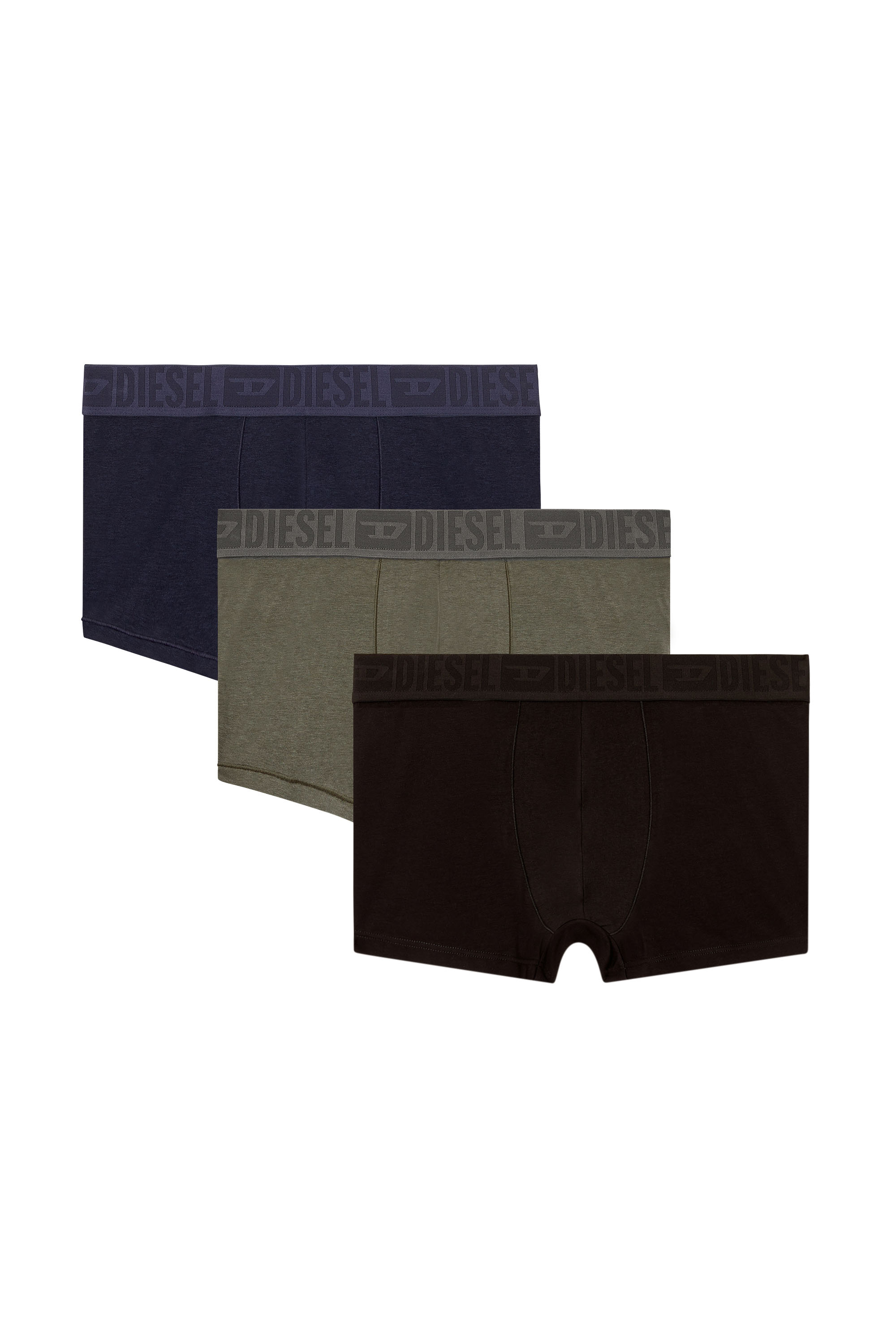 Diesel - BENJAMIN-D-MONO-3PACK, Man's Three-pack plain boxer briefs in Green/Black - 2