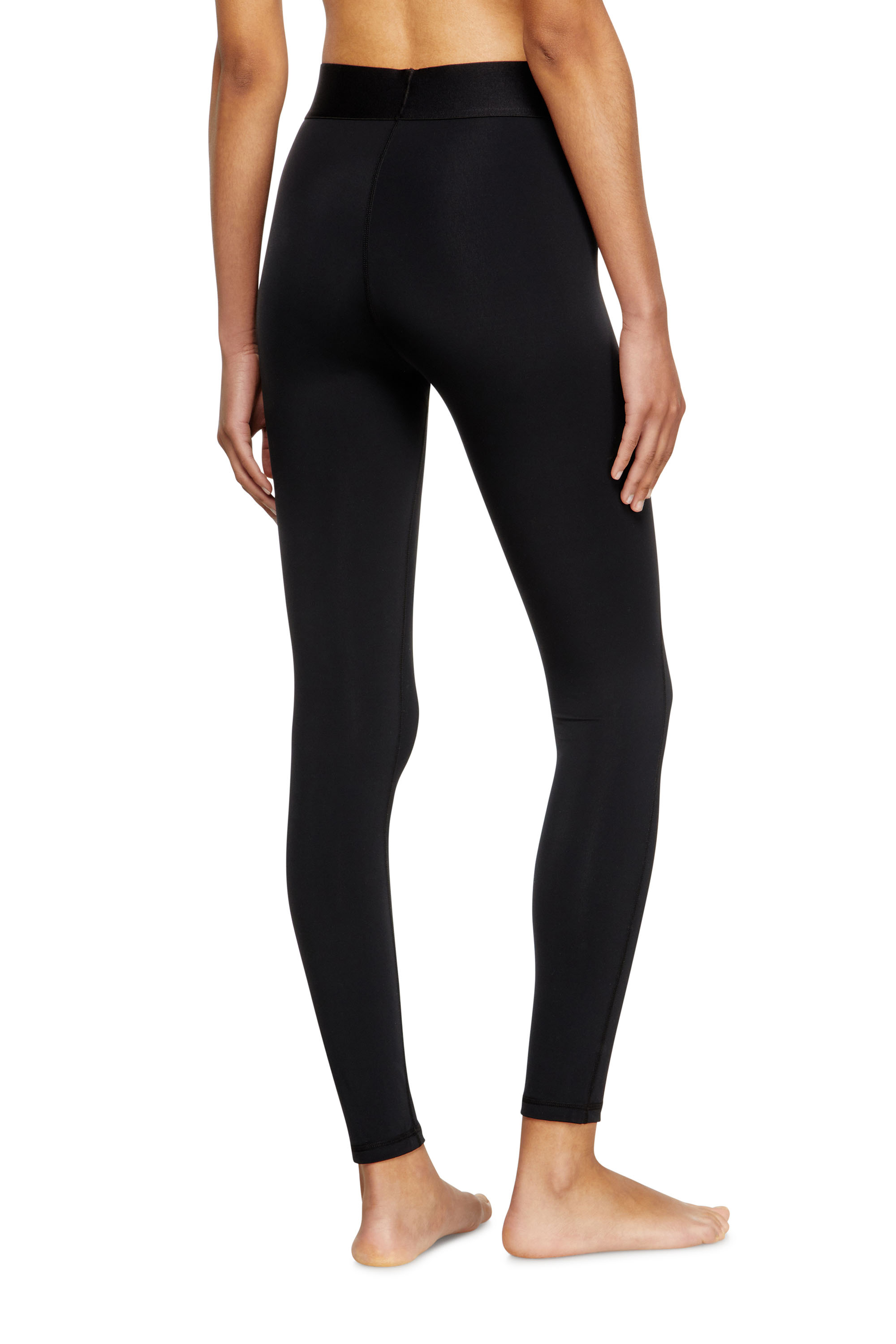 Diesel - ADELINE-D-POP, Woman's Microfibre leggings with cut-off logo in Black - 4