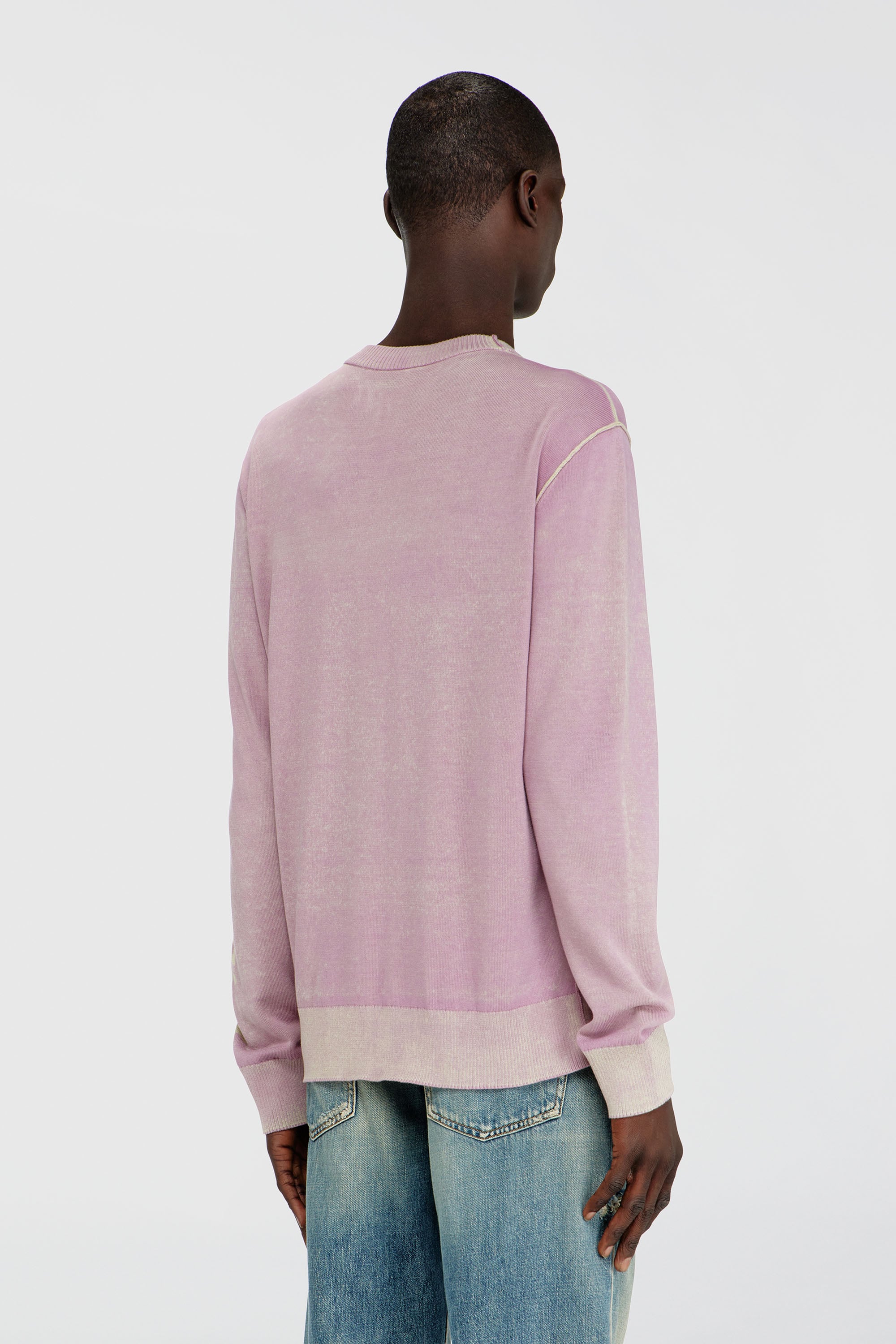 Diesel - K-LAUTI, Man's Treated cotton jumper with slogan in Lilac - 4