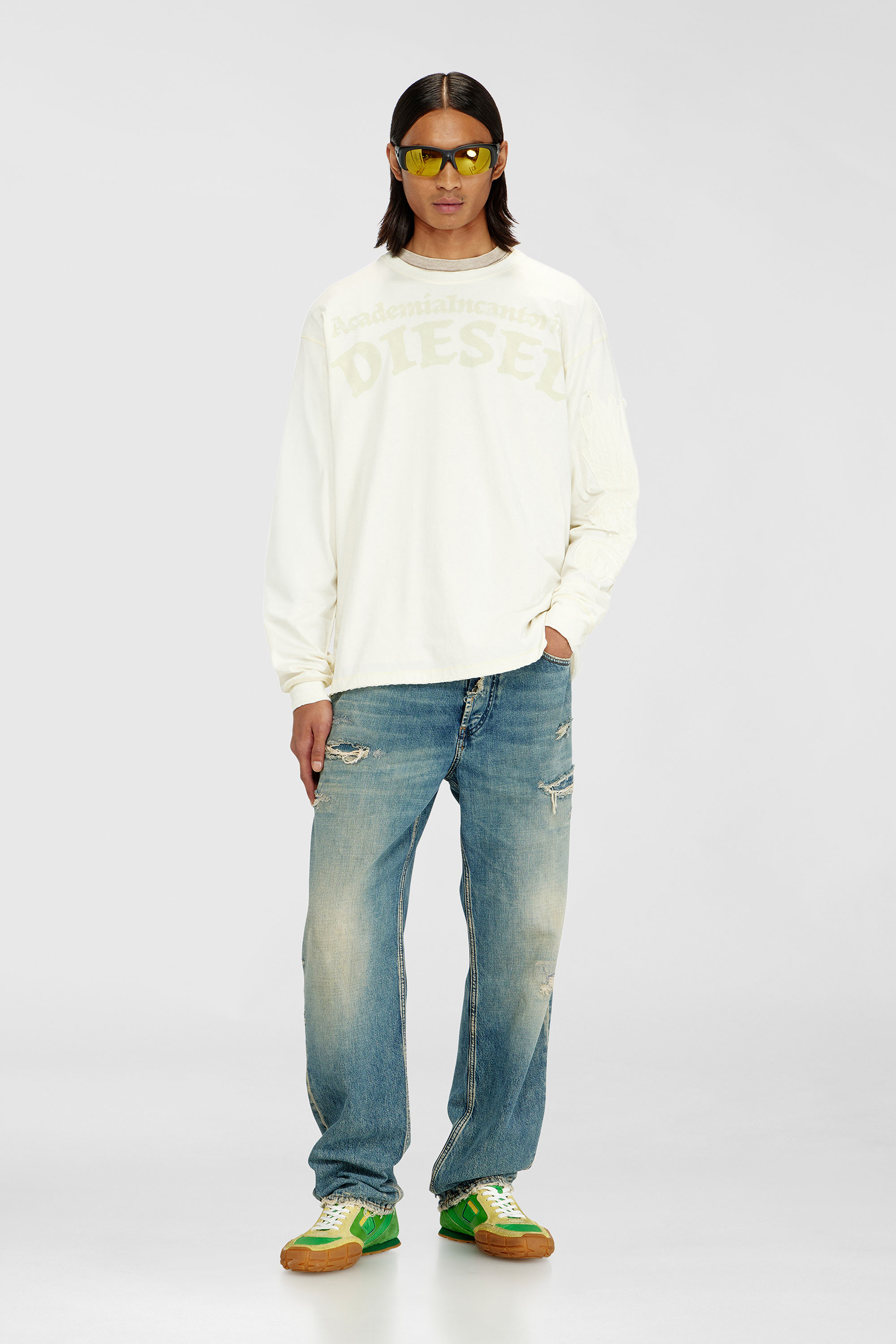 Long-sleeve T-shirt with prints and patches