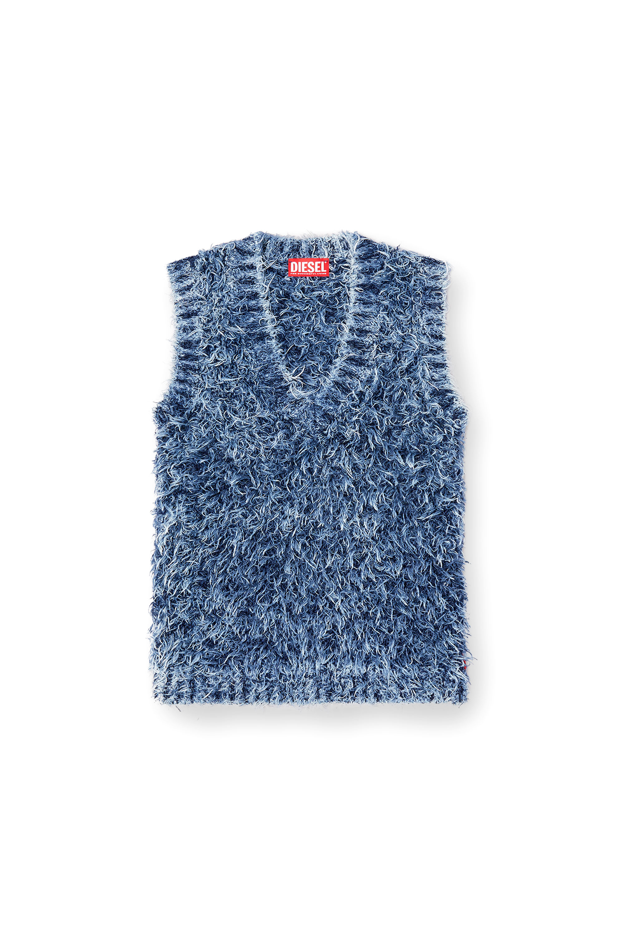 Diesel - M-DELIN, Woman's Textured-knit vest in Blue - 3