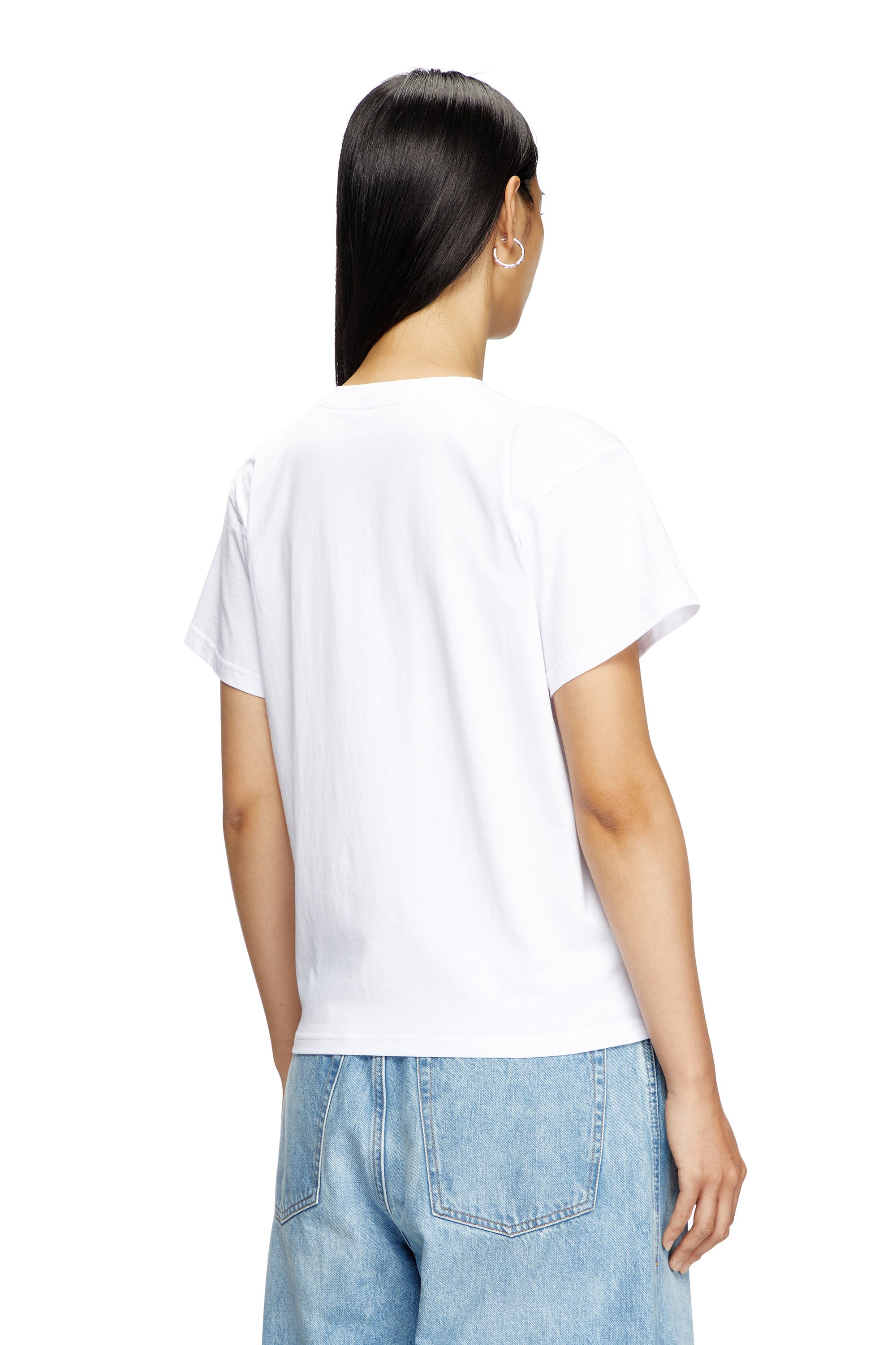 Diesel - T-MAREY, Woman's T-shirt with small Oval D in White - 4