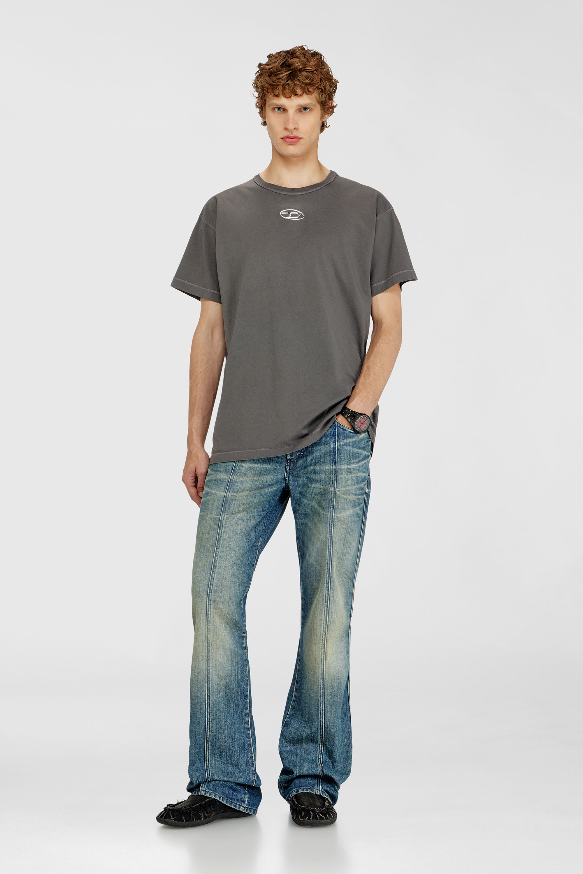 Light cotton T-shirt with metallic Oval D logo