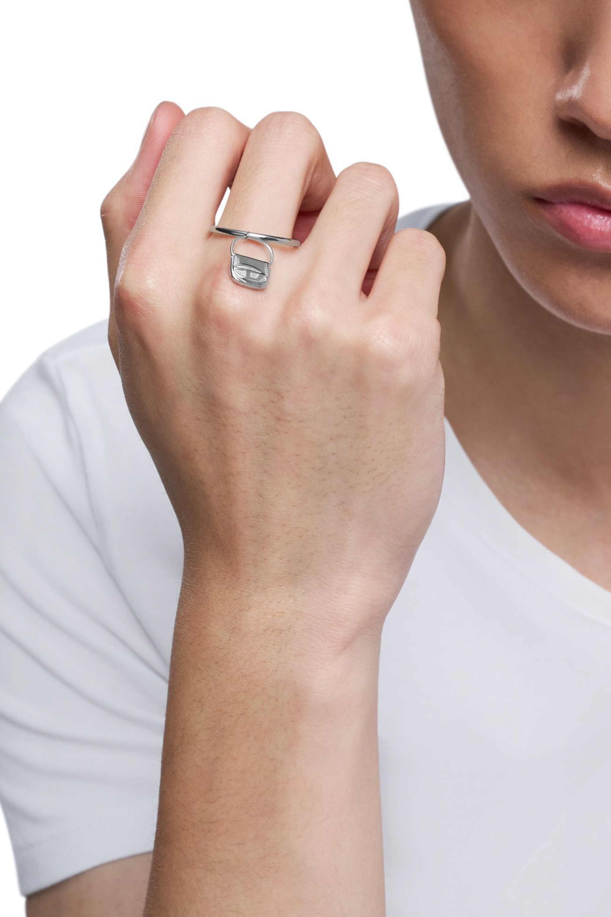 Diesel - DX1619040 JEWELLERY, Unisex's Stainless steel 1dr bag charm ring in Silver - 6
