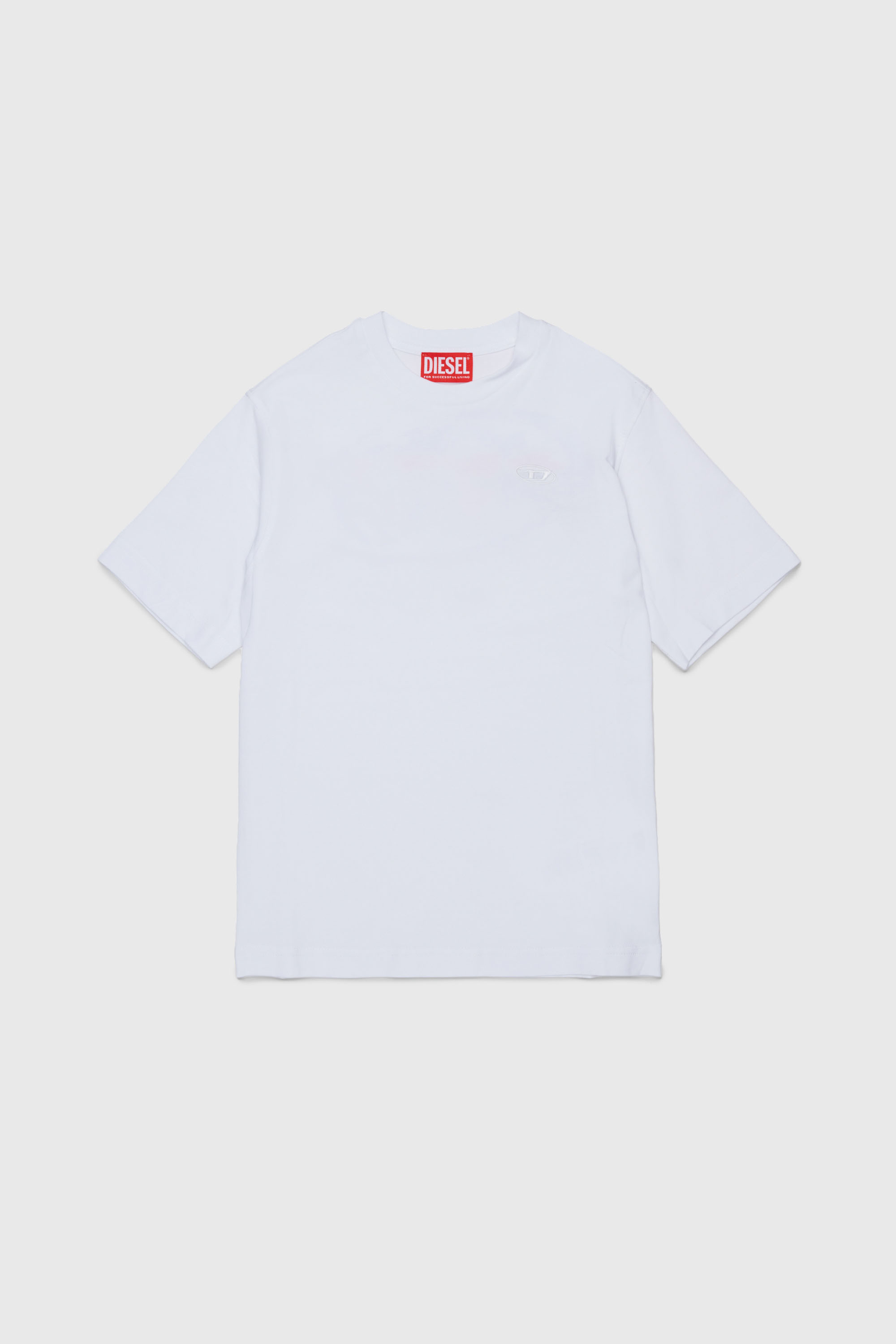 Diesel - TSCRAP OVER, Man's T-shirt with Oval D embroidery and flock print in White - 1