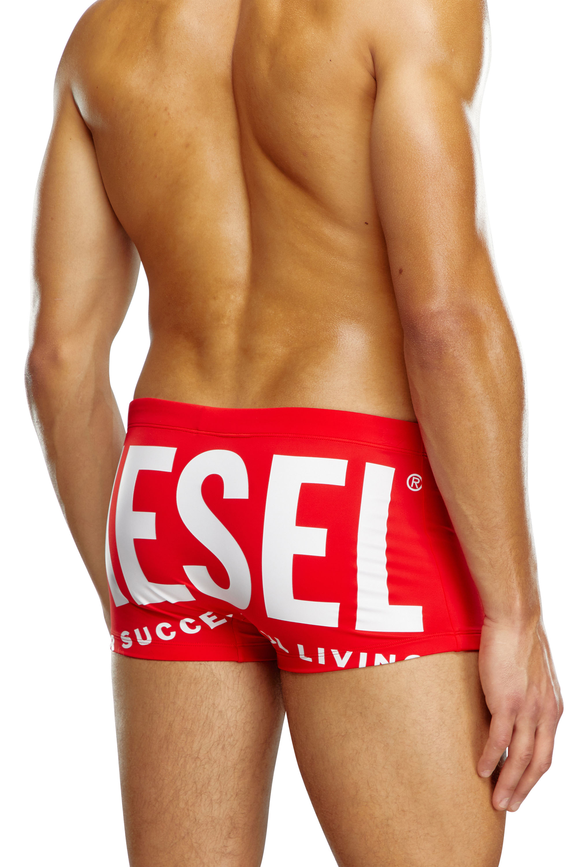 Diesel - BMBX-BRAD, Man's Swim boxer briefs with rear logo print in Red - 3