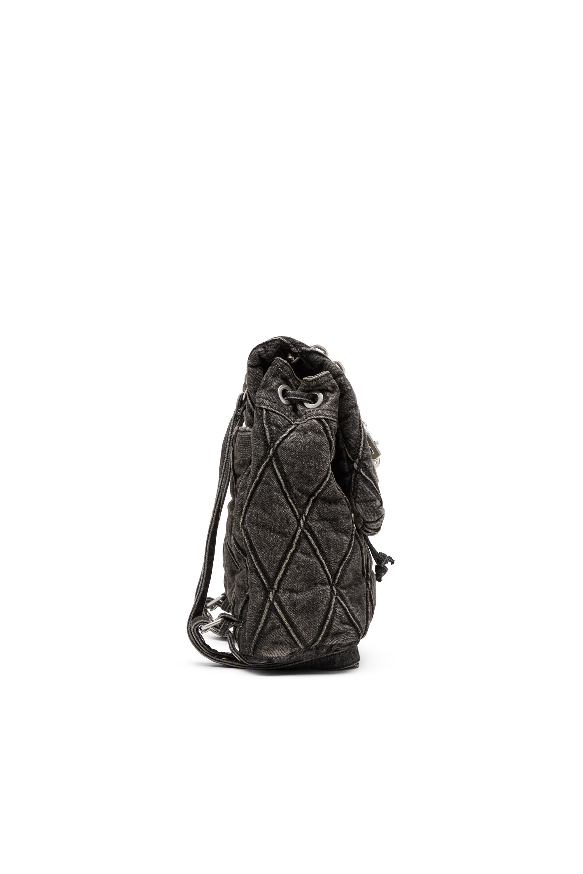 Diesel - CHARM-D BACKPACK S, Woman's Charm-D S-Backpack in Argyle quilted denim in Black - 3