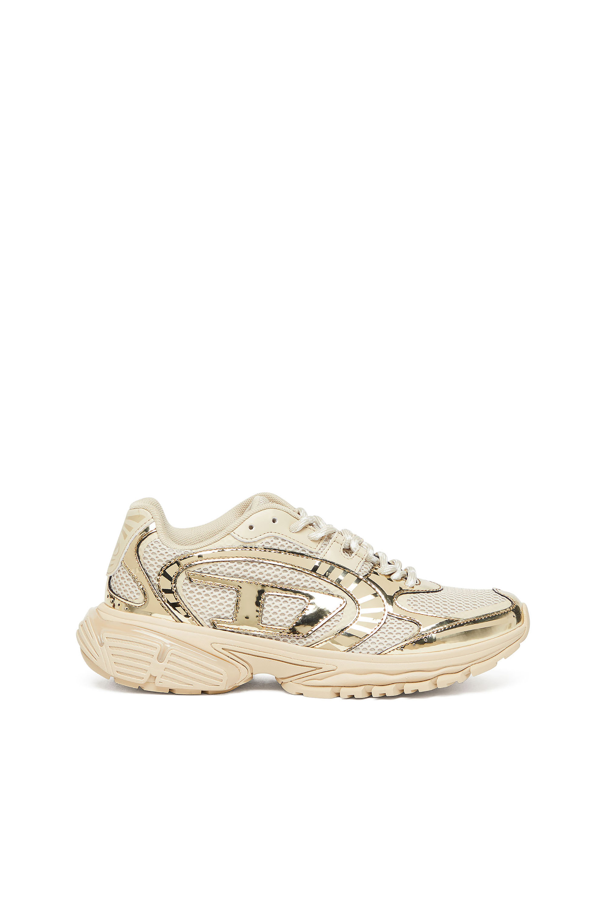 S-PRO-V-DENSE LOW W, Beige Diesel - S-PRO-V-DENSE LOW W, Woman's S-Pro-V-Dense-Metallic mesh sneakers with Oval D logo in Beige - 1