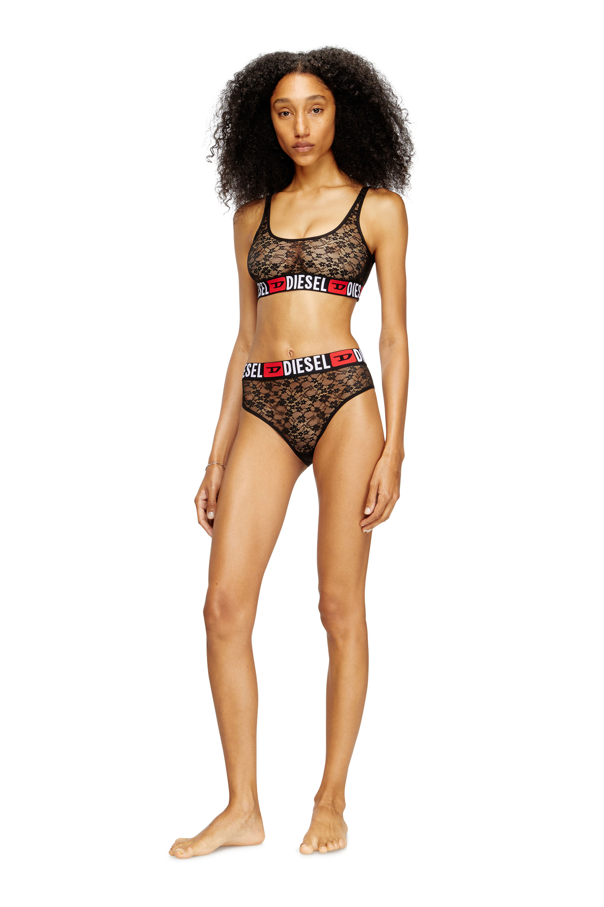 Diesel - SAM-D-CORE, Woman's Nylon lace panties with Diesel logo in Black - 1