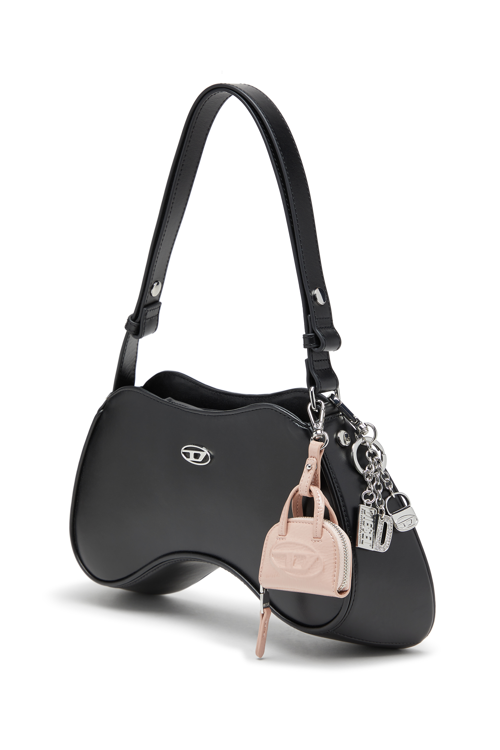 Diesel - PLAY SHOULDER, Woman's Play-Semi gloss leather shoulder bag in Black - 6