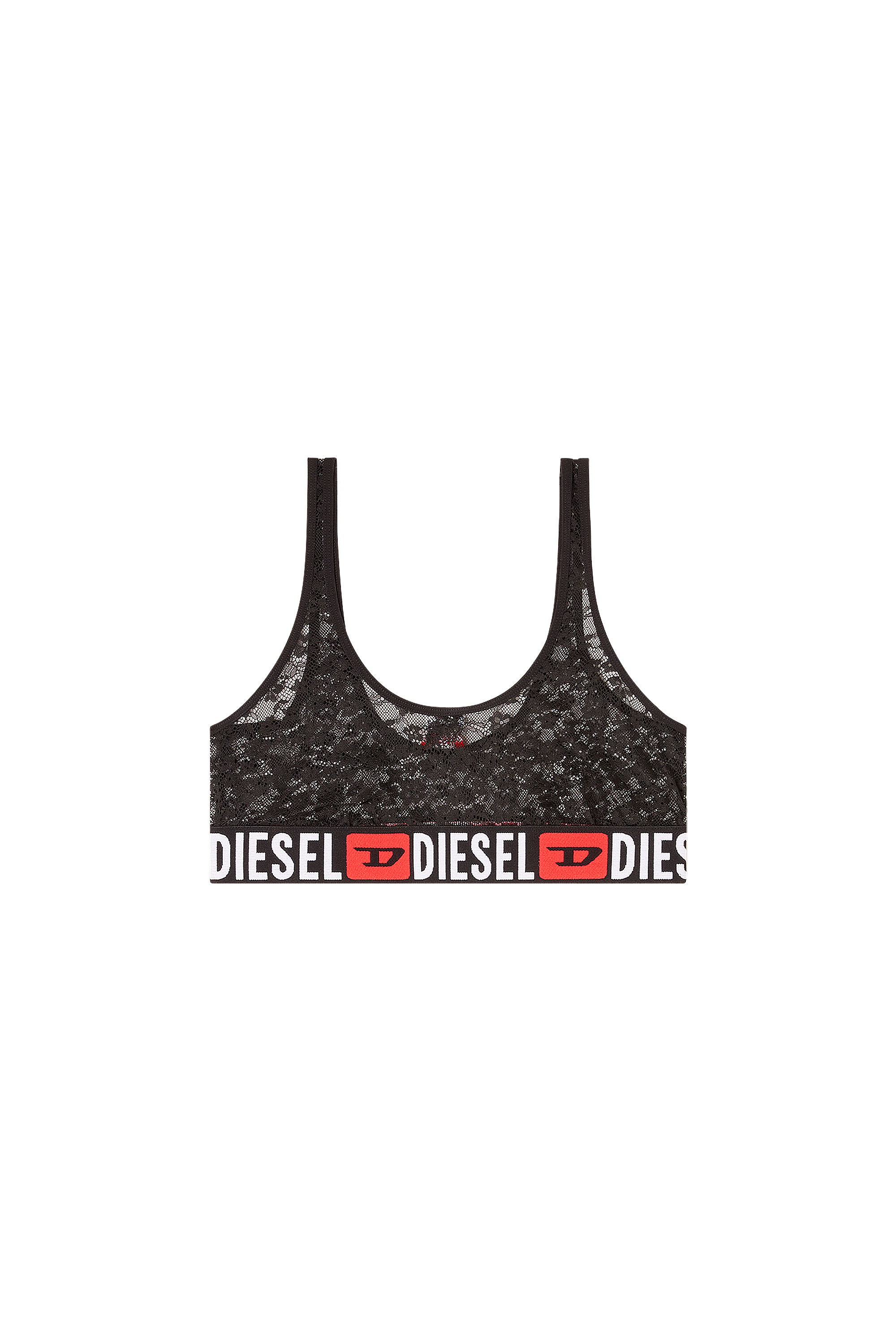 Diesel - UFSB-ORIBA, Woman's Lace bralette with Diesel logo elastic in Black - 4