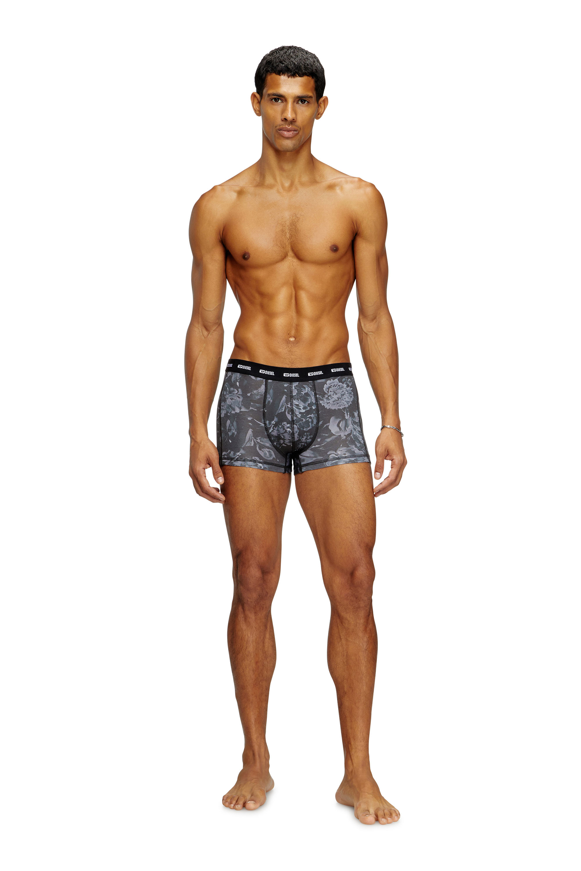 Diesel - DAMIEN-UTLT-3PACK, Man's 3-pack boxer briefs with floral motif in Black - 3