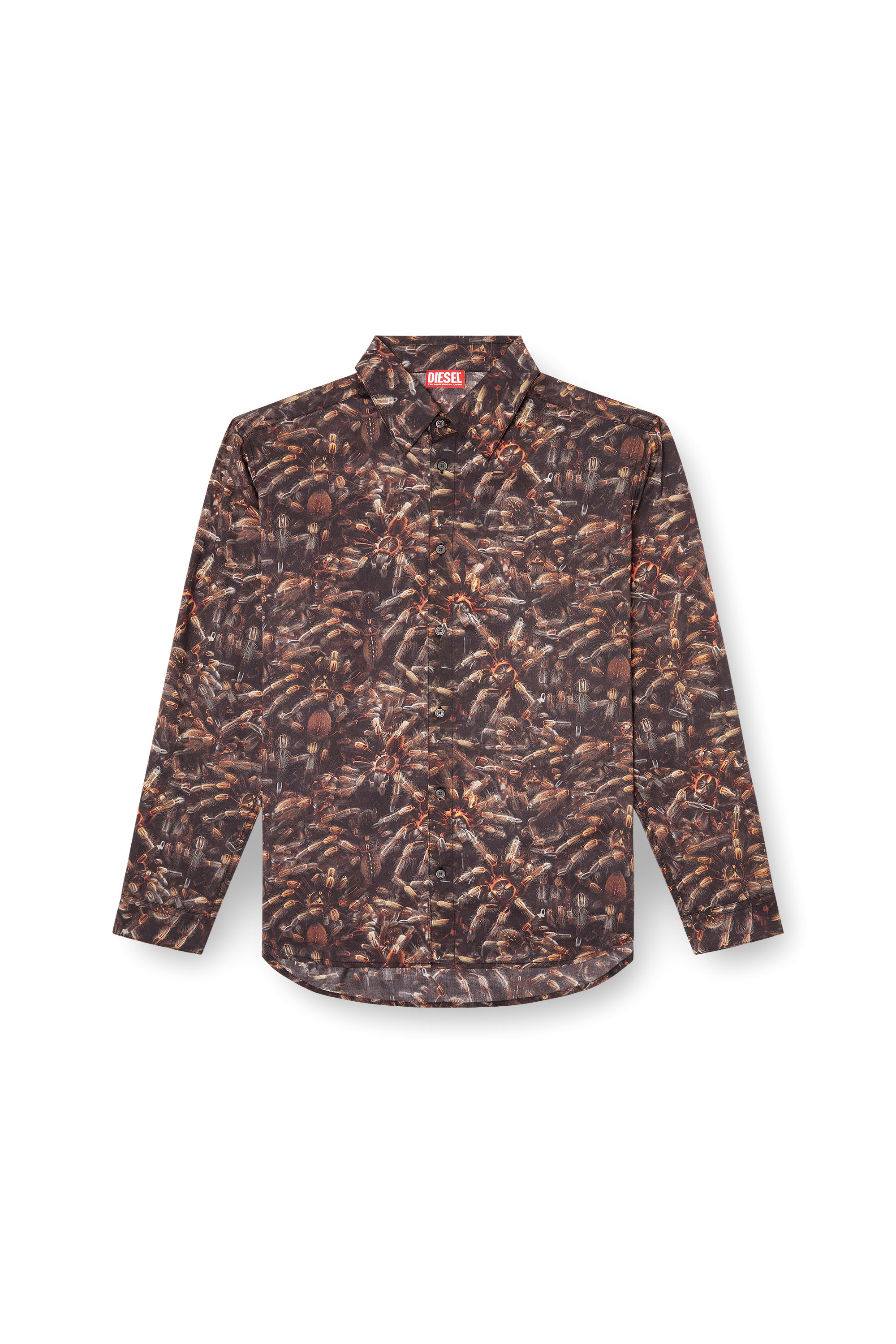 Diesel - S-SIMPLY-SPIDER-PJBK, Man's Lyocell shirt with all-over print in Black/Brown - 2