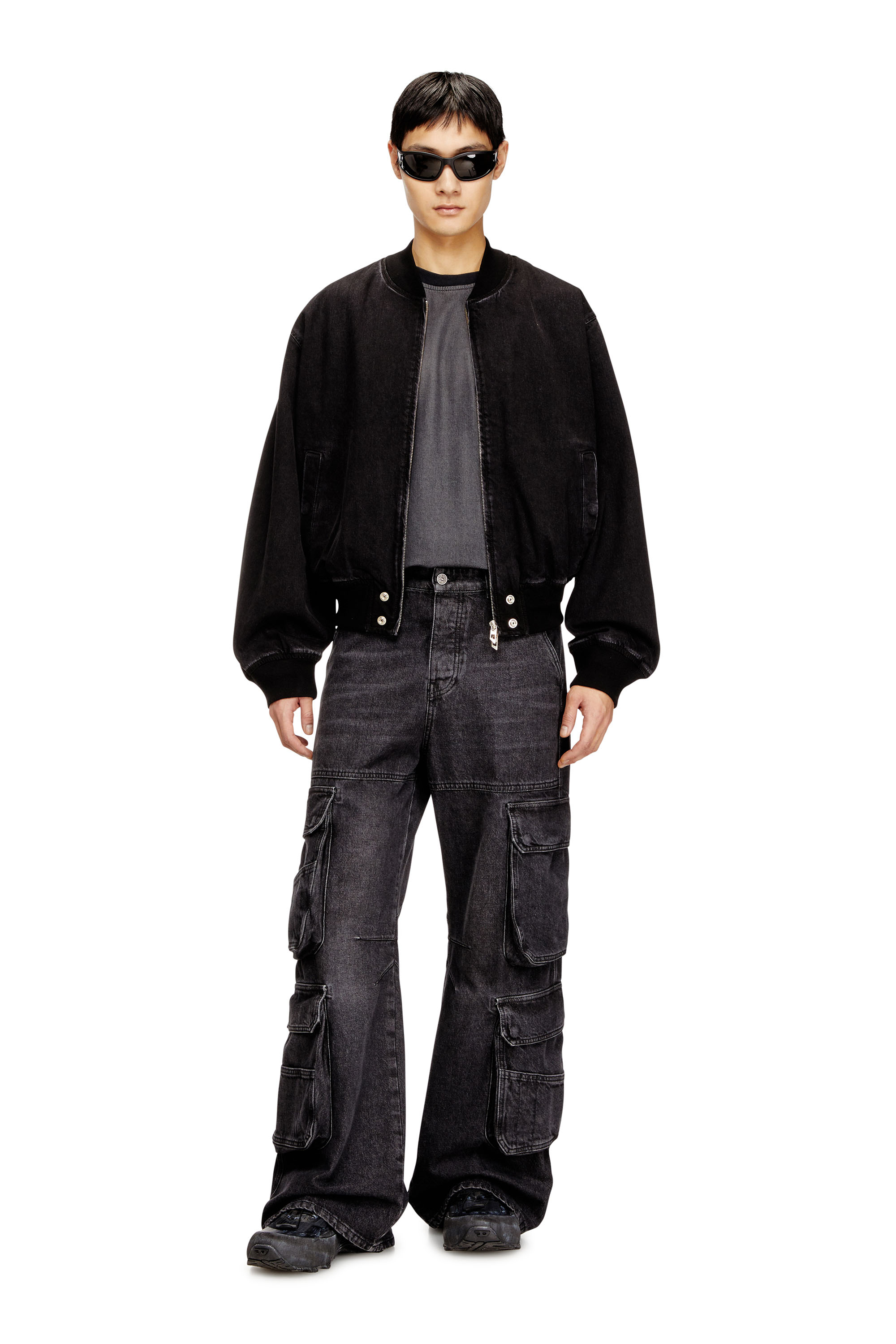 Diesel - D-GUZ, Unisex's Bomber jacket in denim in Black - 2