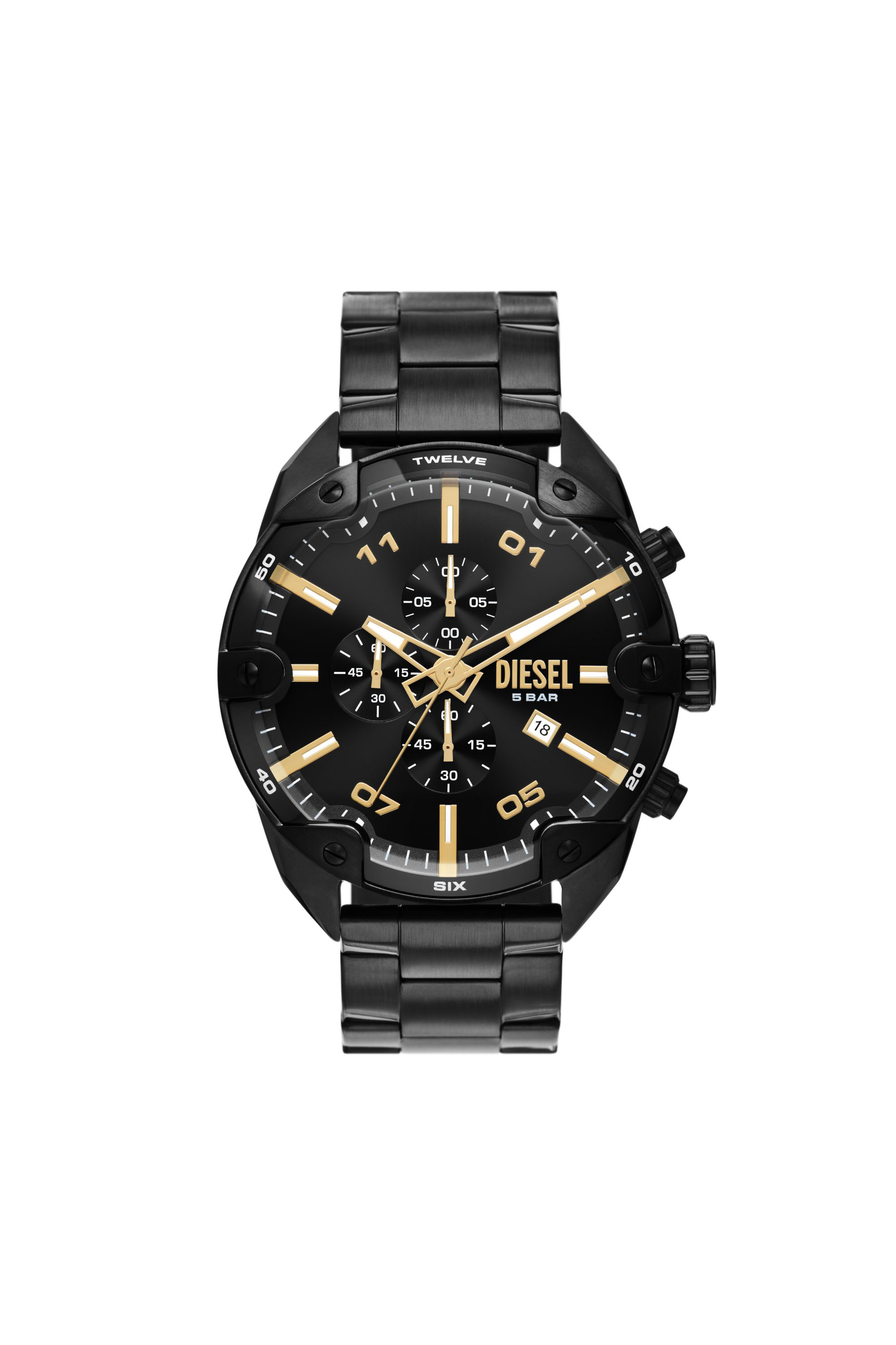 Men\'s Cliffhanger black enamel watch steel Diesel stainless and | DZ4646