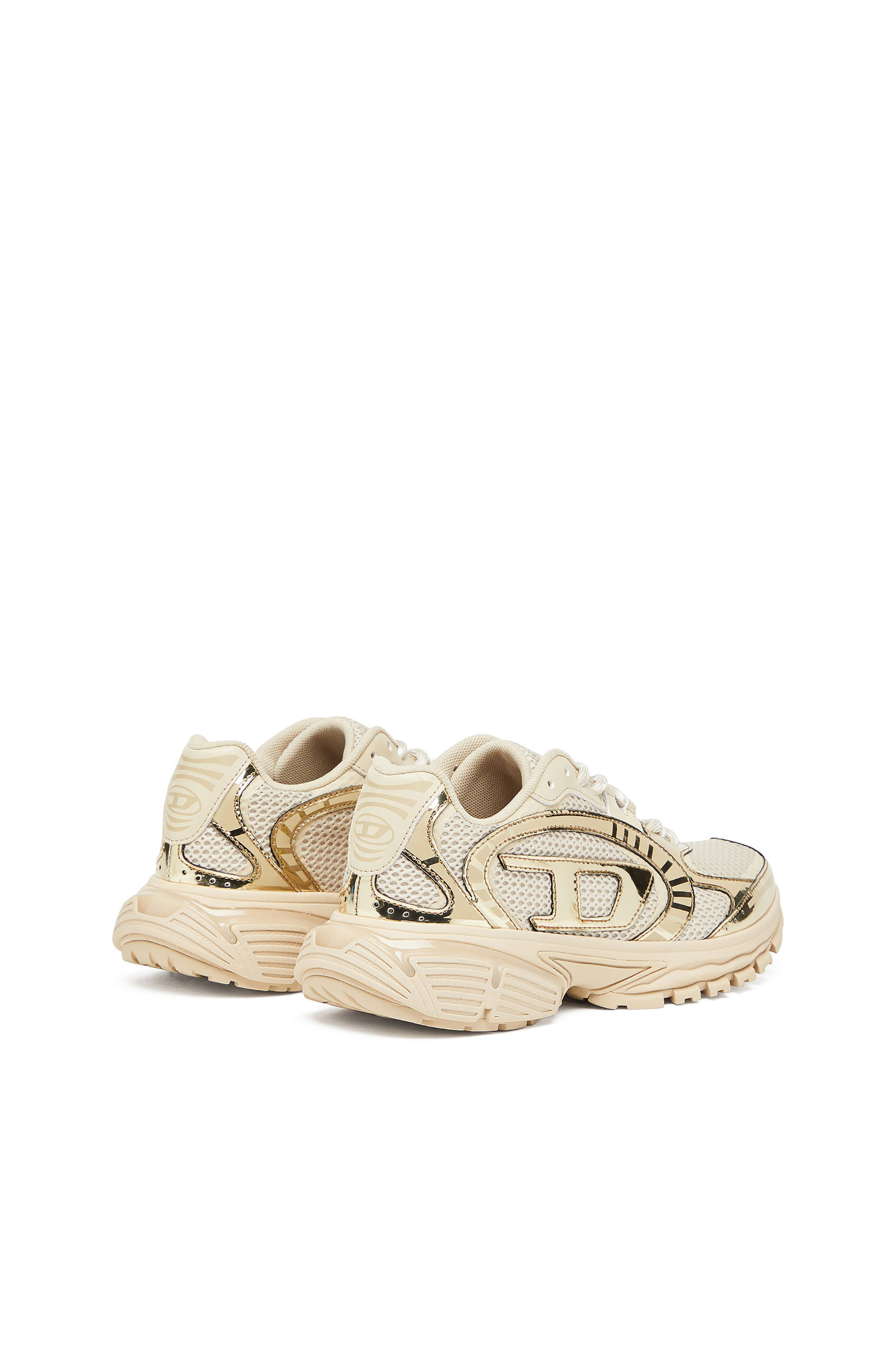 S-PRO-V-DENSE LOW W, Beige Diesel - S-PRO-V-DENSE LOW W, Woman's S-Pro-V-Dense-Metallic mesh sneakers with Oval D logo in Beige - 3