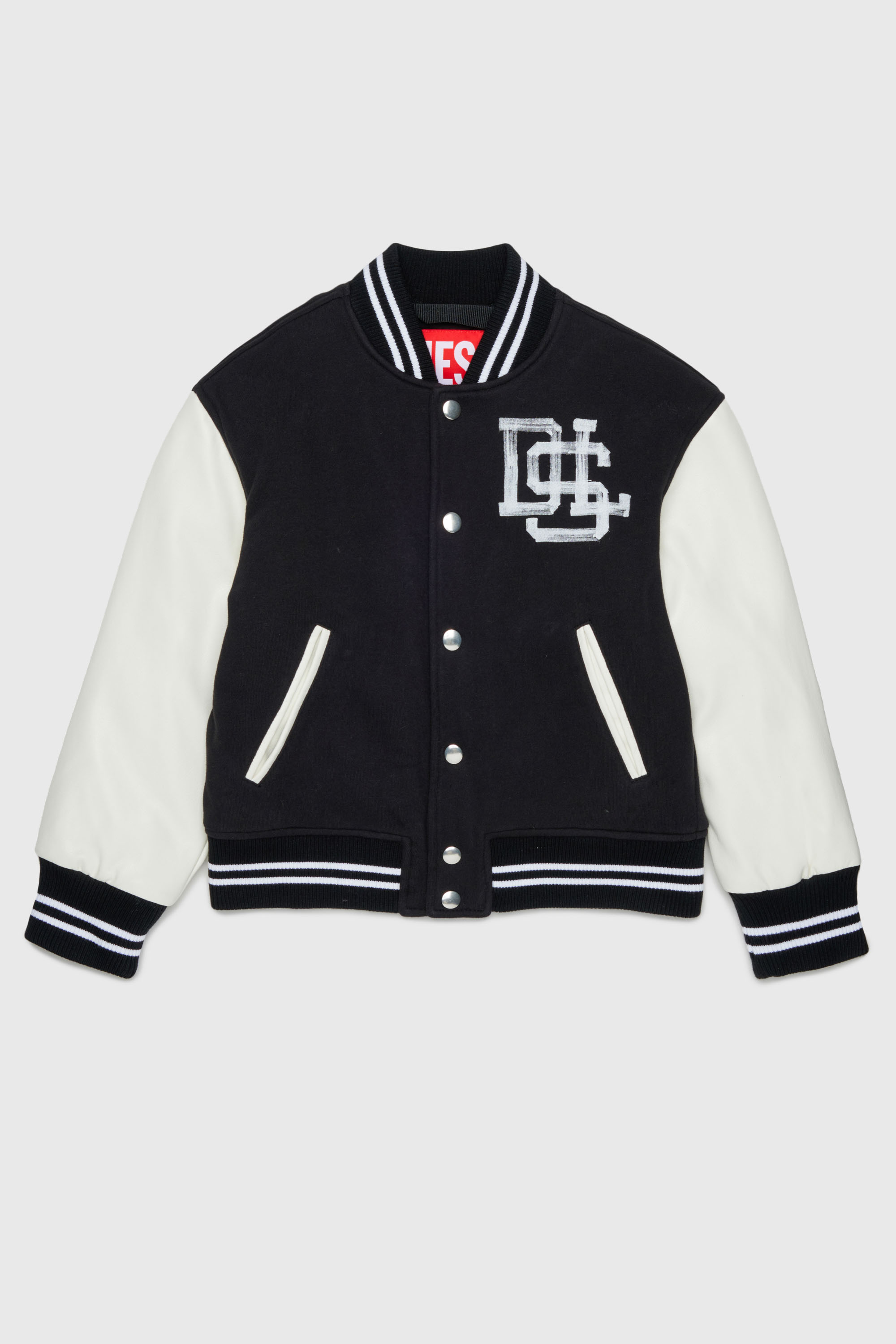 Diesel - JBAND, Man's Colour-block varsity jacket in Black - 1