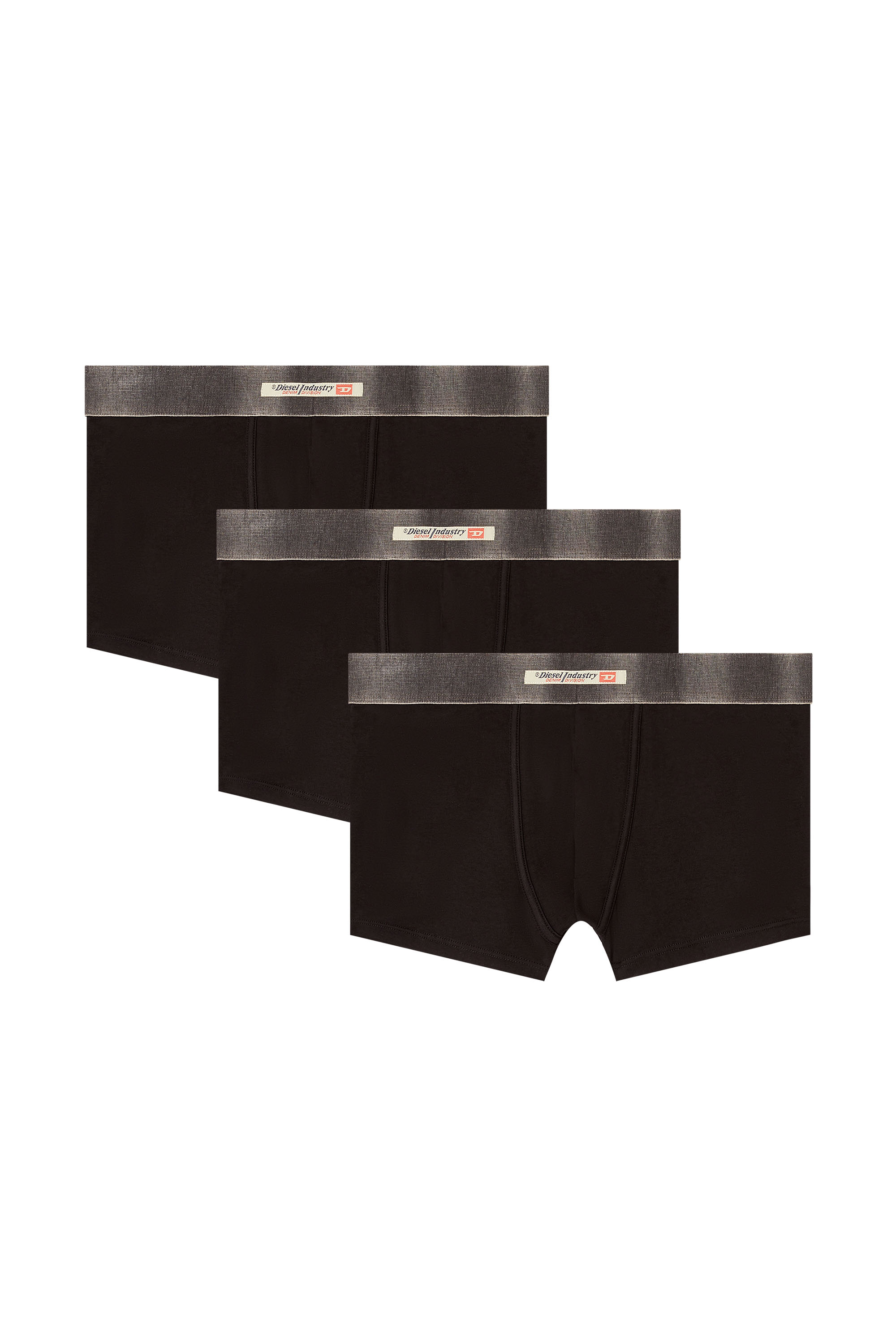 Diesel - DAMIEN-DNM-3PACK, Man's 3-pack of stretch cotton boxers with satin waistband in Black - 2