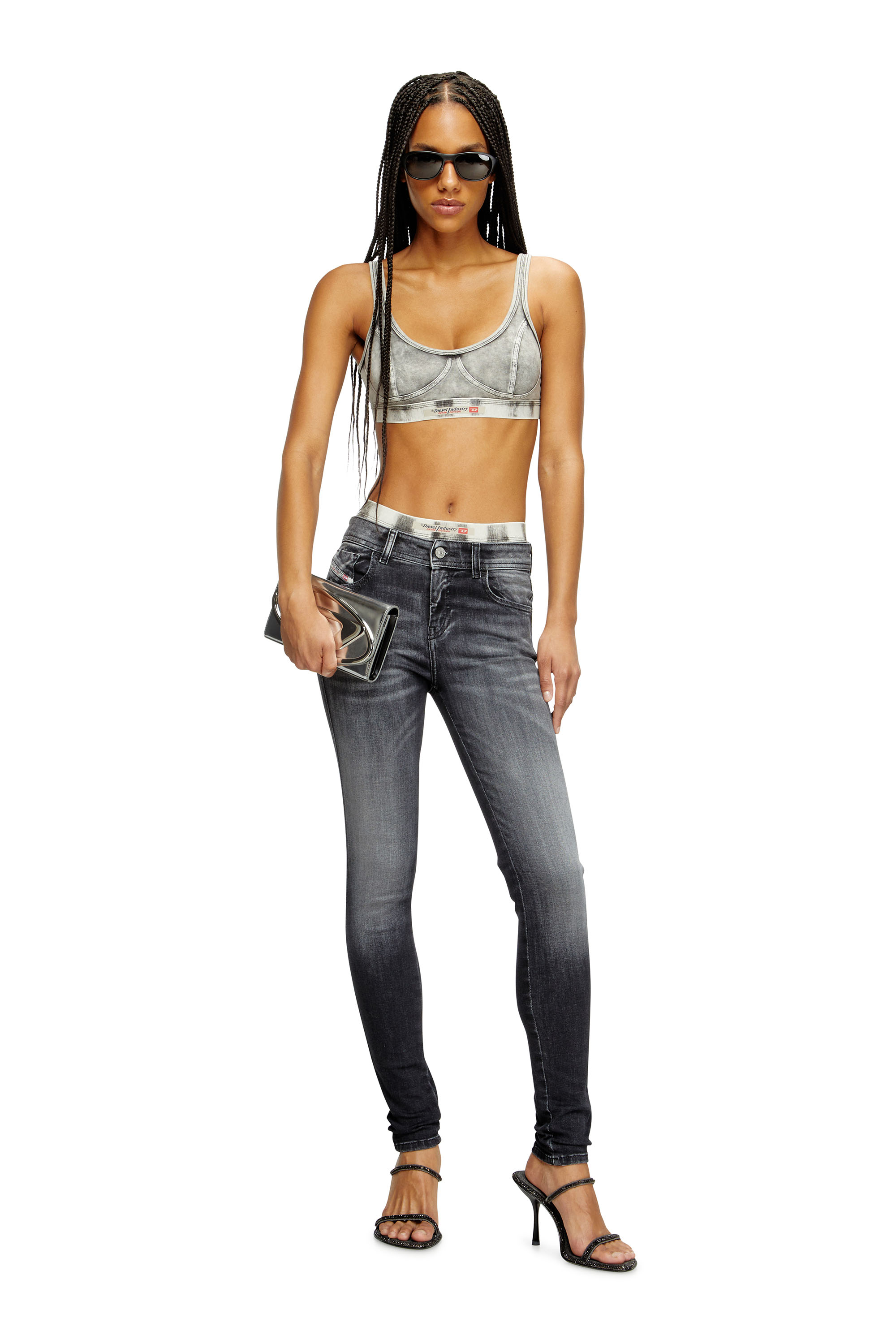 Diesel - Woman's Skinny Jeans 2017 Slandy 09K97, Black/Dark grey - 1