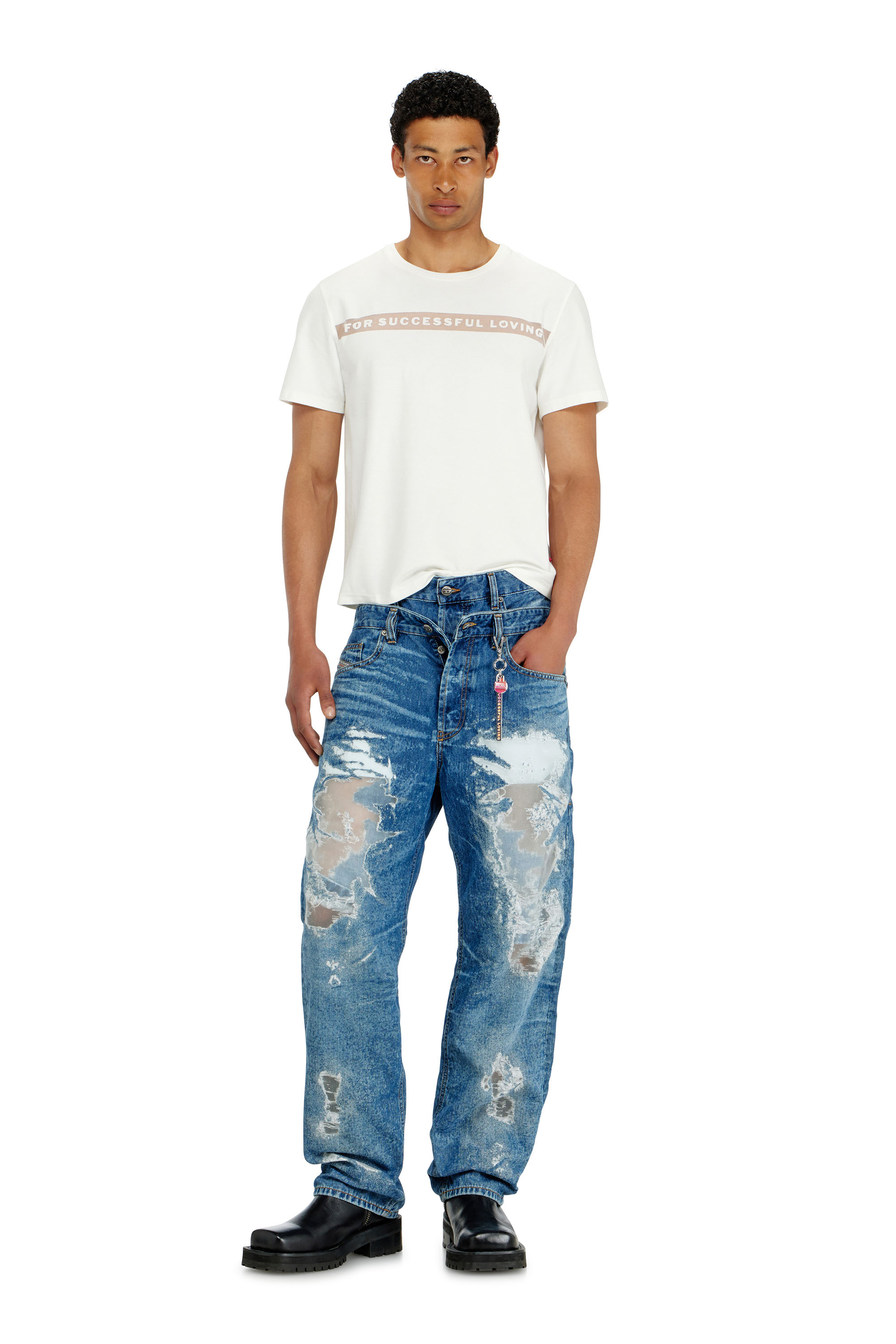 Diesel - PR-T-NOTS-CHI-R, Unisex's T-shirt with For Successful Loving logo in White - 2