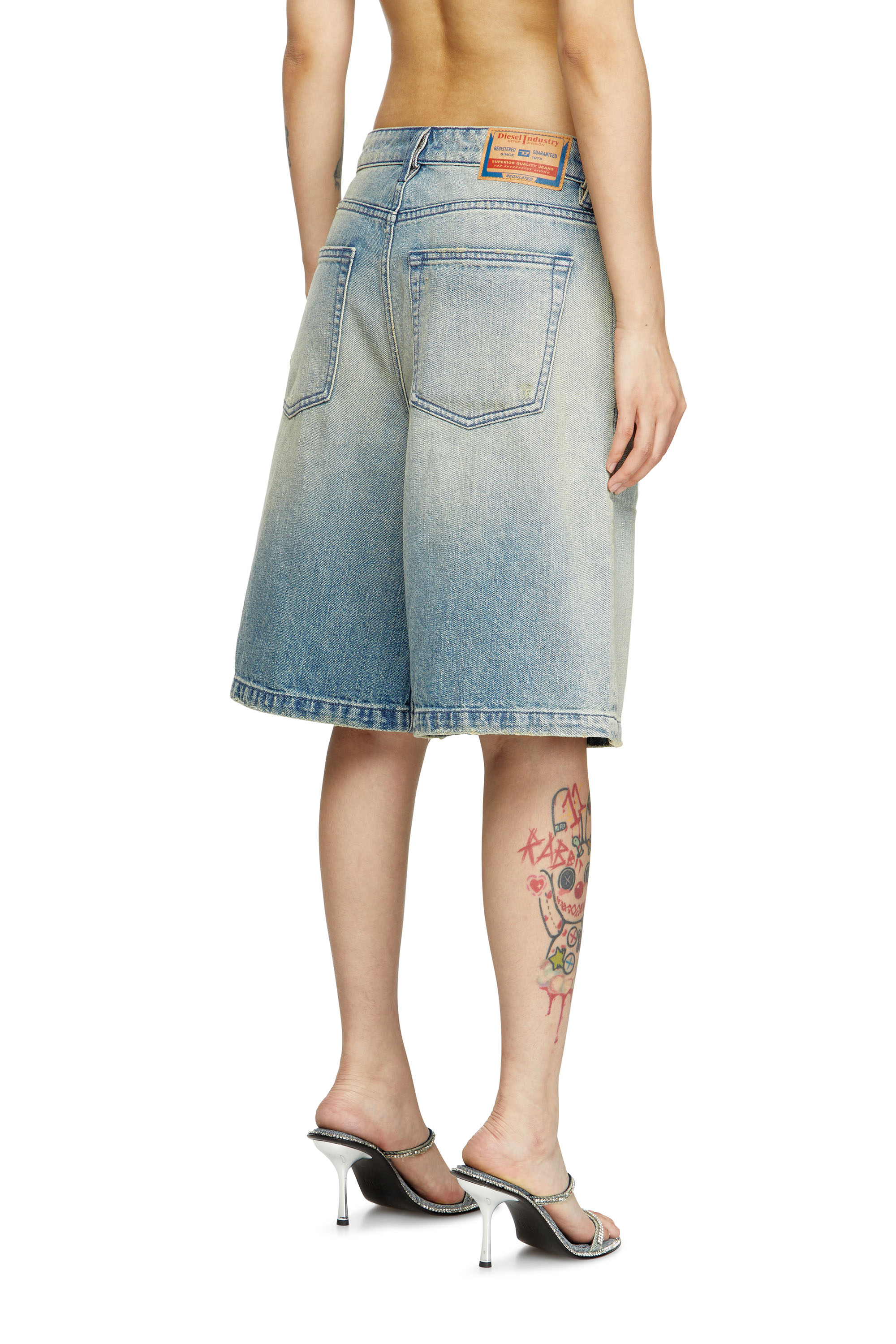 DE-SIRE-SHORT, Light Blue Diesel - DE-SIRE-SHORT, Woman's Shorts in worn-effect denim in Light Blue - 4