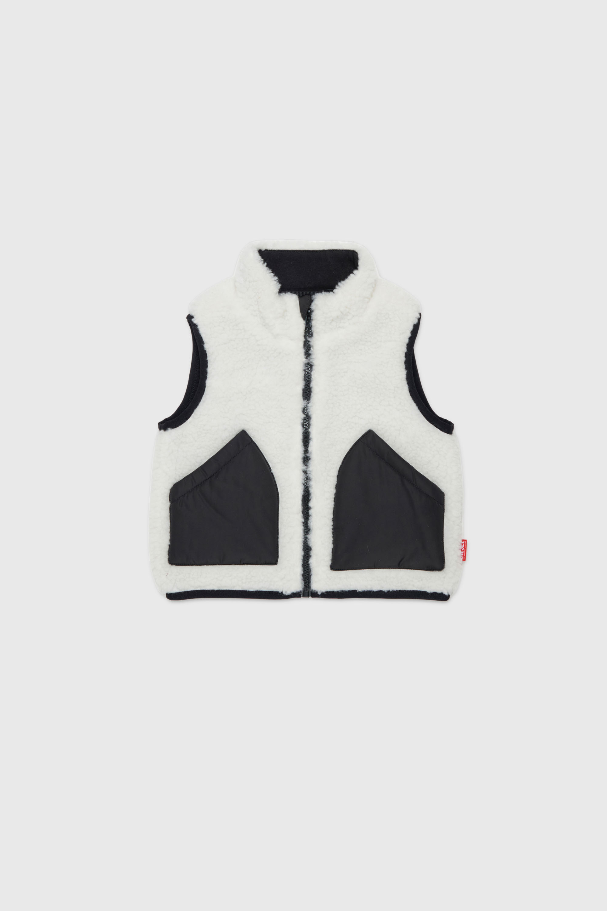 Colour-block vest in teddy fleece and nylon