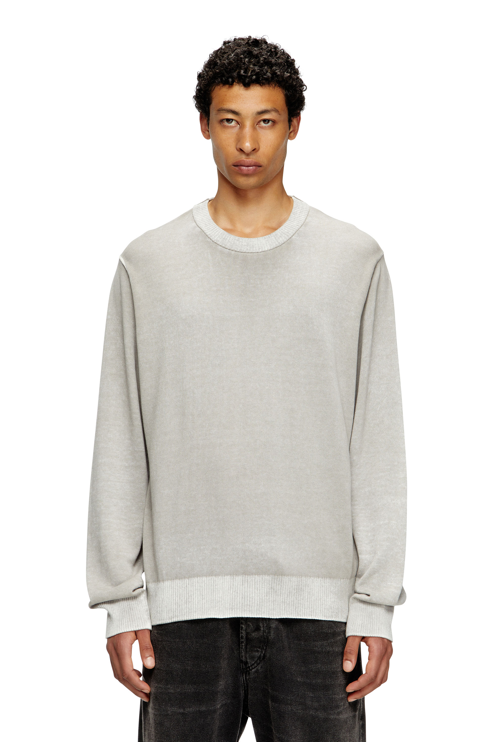 Diesel - K-LARENCE-B, Man's Reverse-print cotton jumper in Light Grey - 3