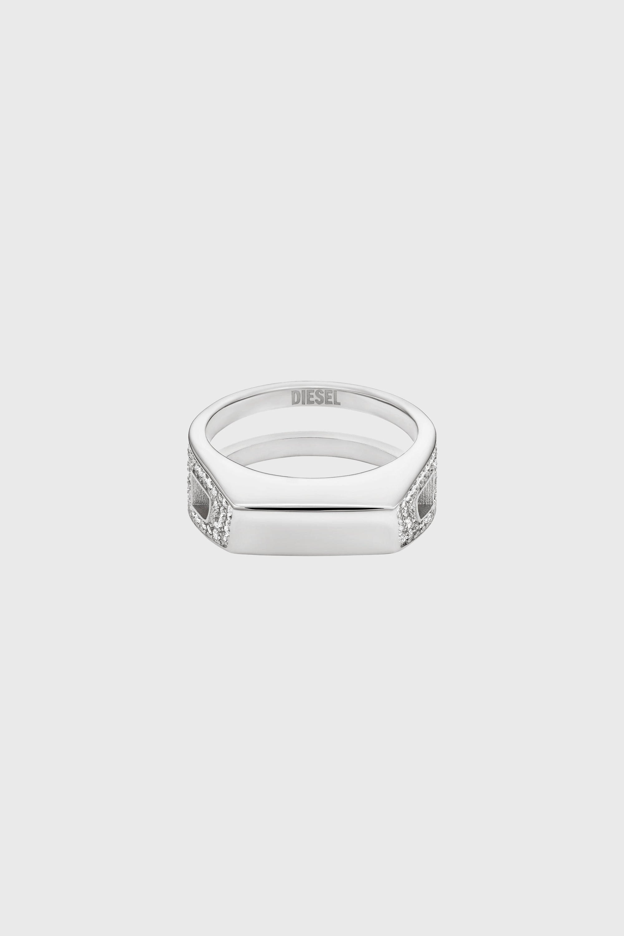 Diesel - DX1740040, Unisex's Stainless steel pave band ring in Silver - 2