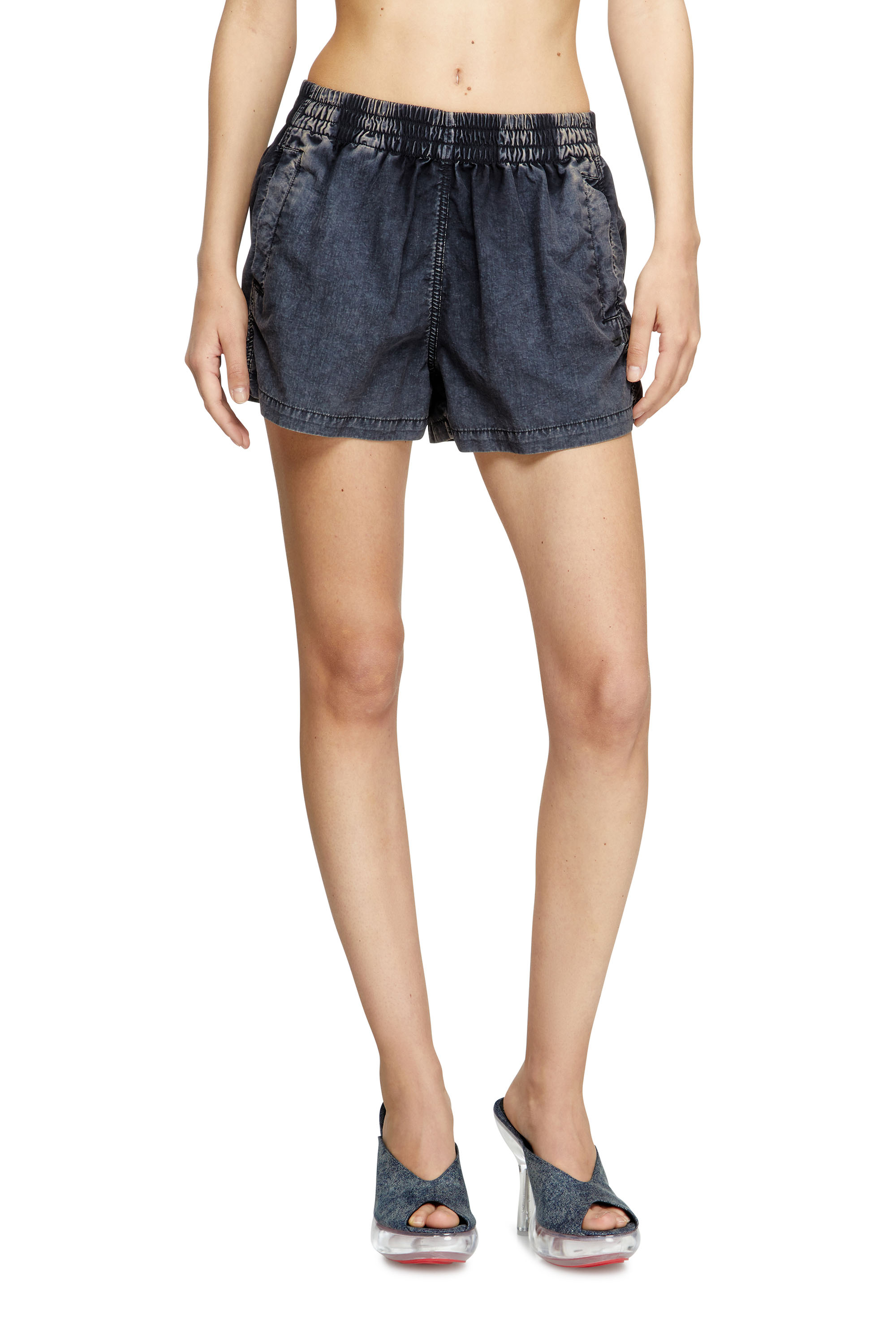 Diesel - S-OUND, Woman's Boxer shorts in treated Taslan in Dark Blue - 2