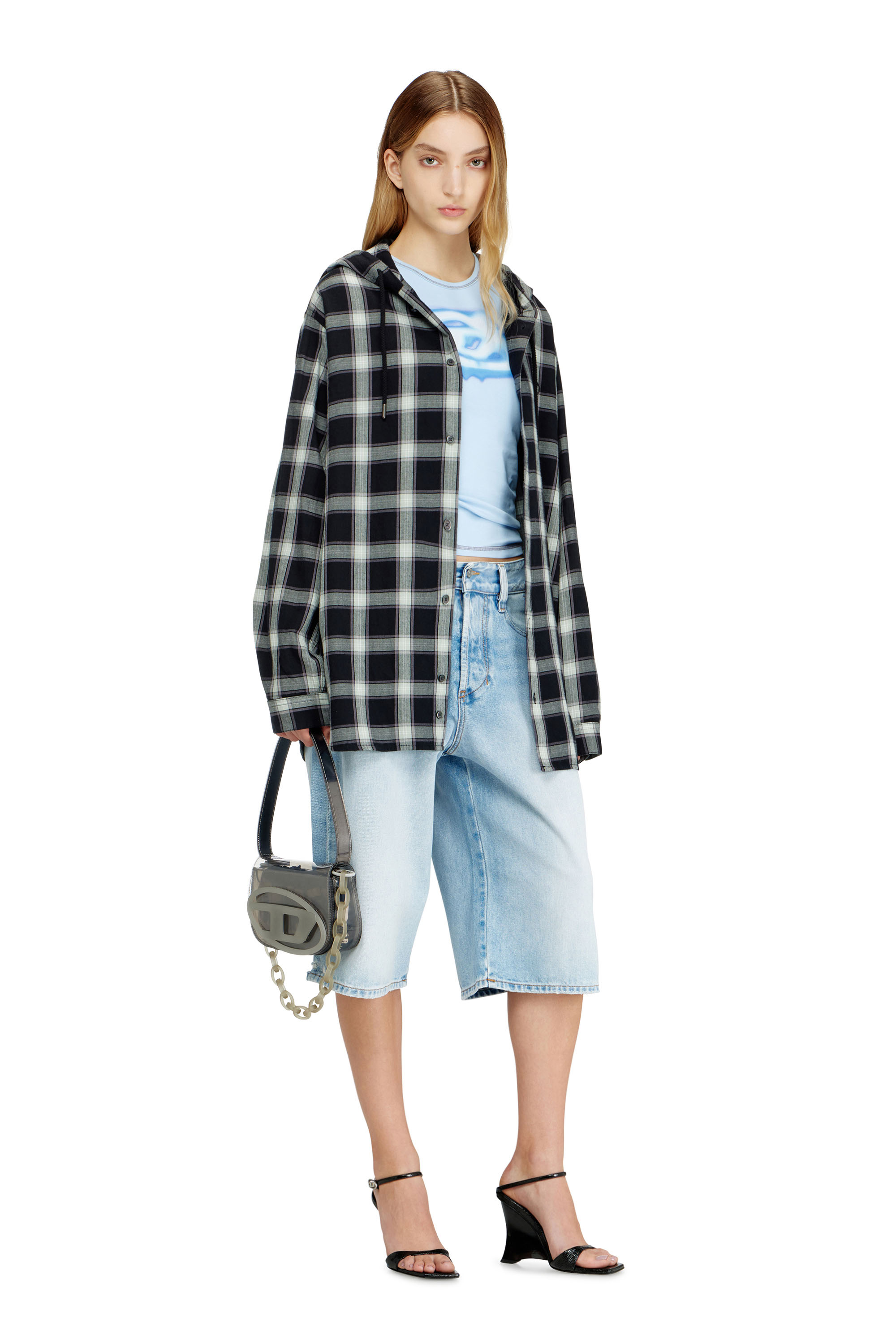 Diesel - D-ENIM-M-SHORT, Unisex's Shorts in destroyed denim in Light Blue - 6