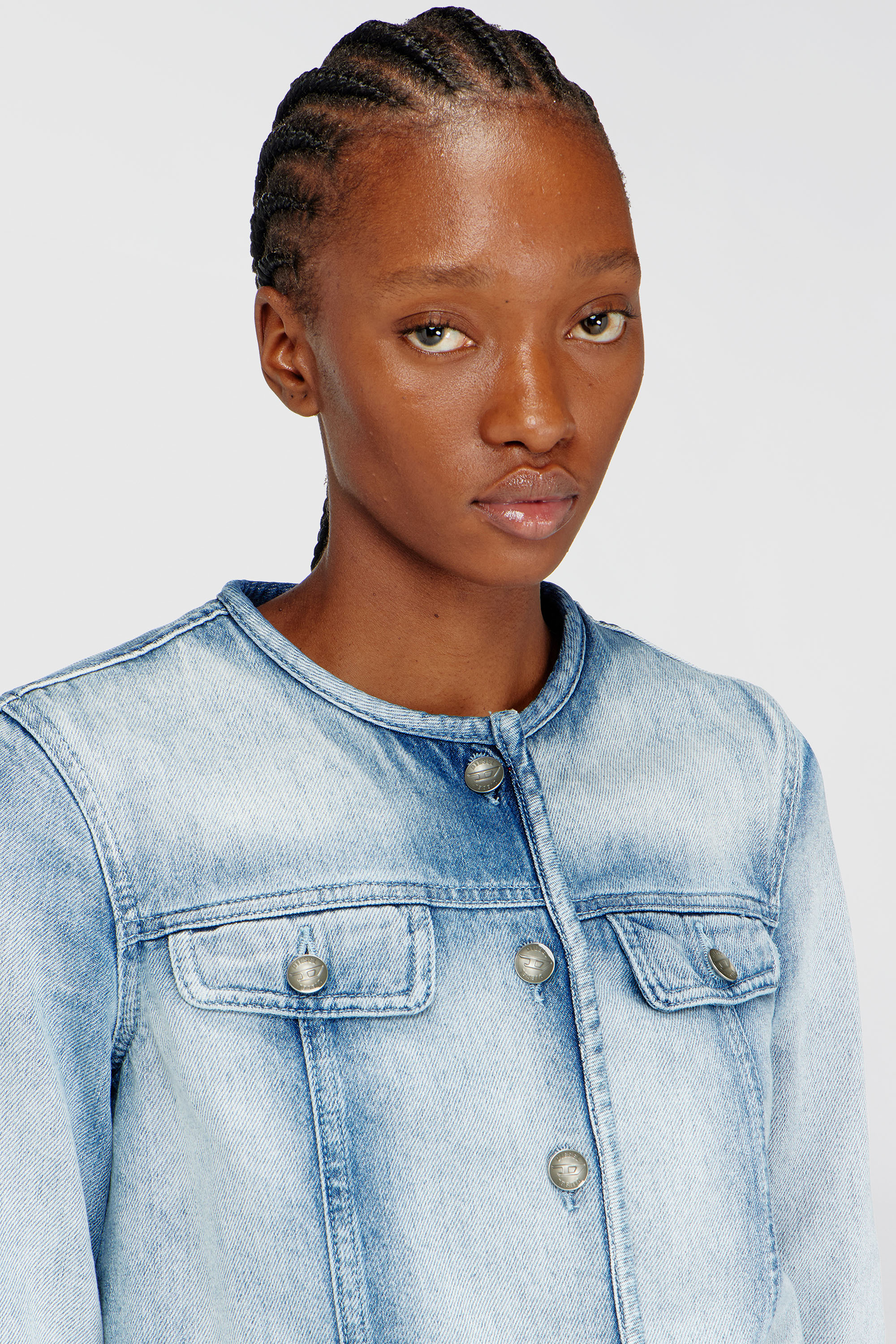 Diesel - DE-GRAFY-FSI1, Woman's Jacket in medium-light skeleton denim in Light Blue - 5