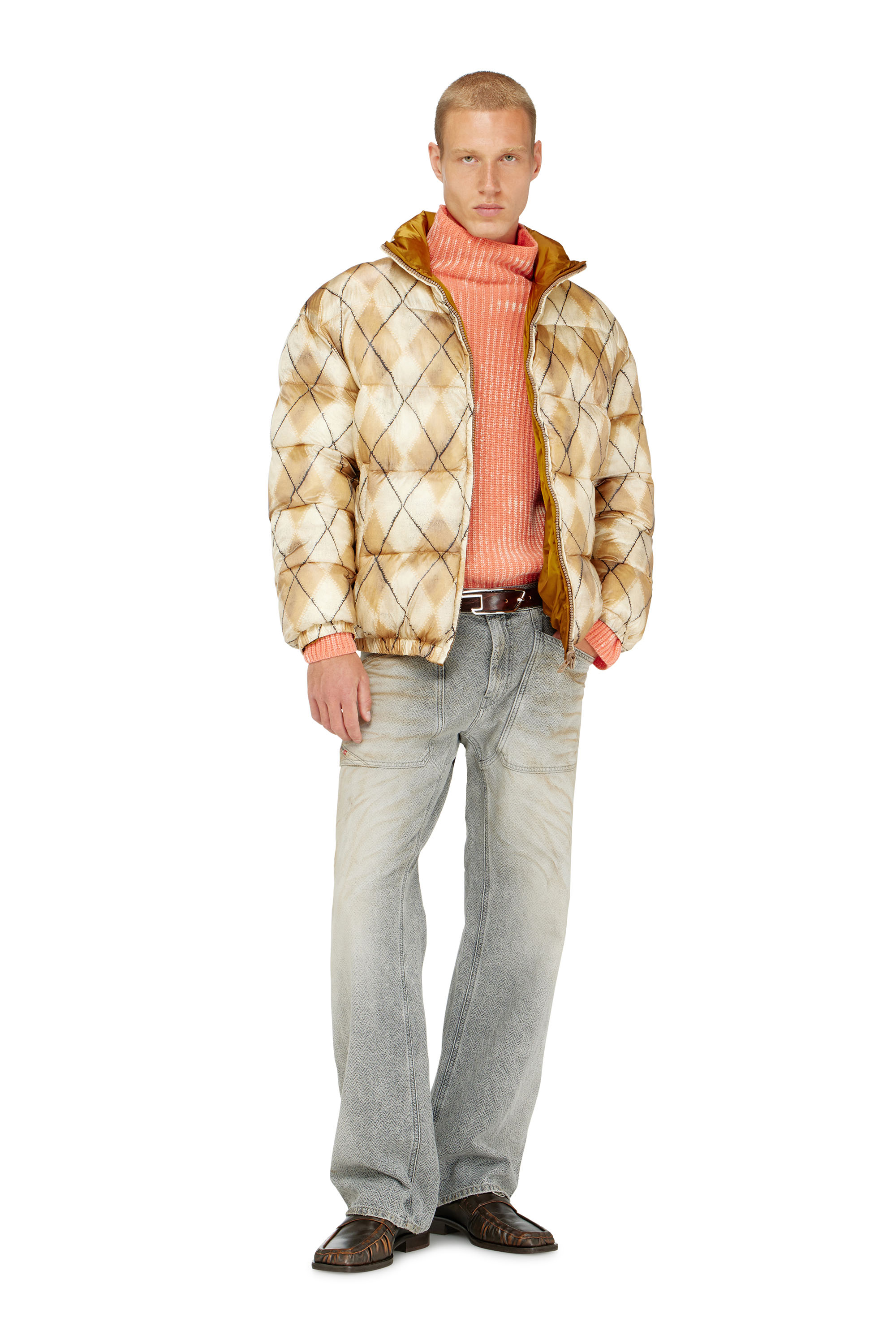 Diesel - W-BOURB-DLCK, Man's Reversible puffer jacket with argyle print in null - 1