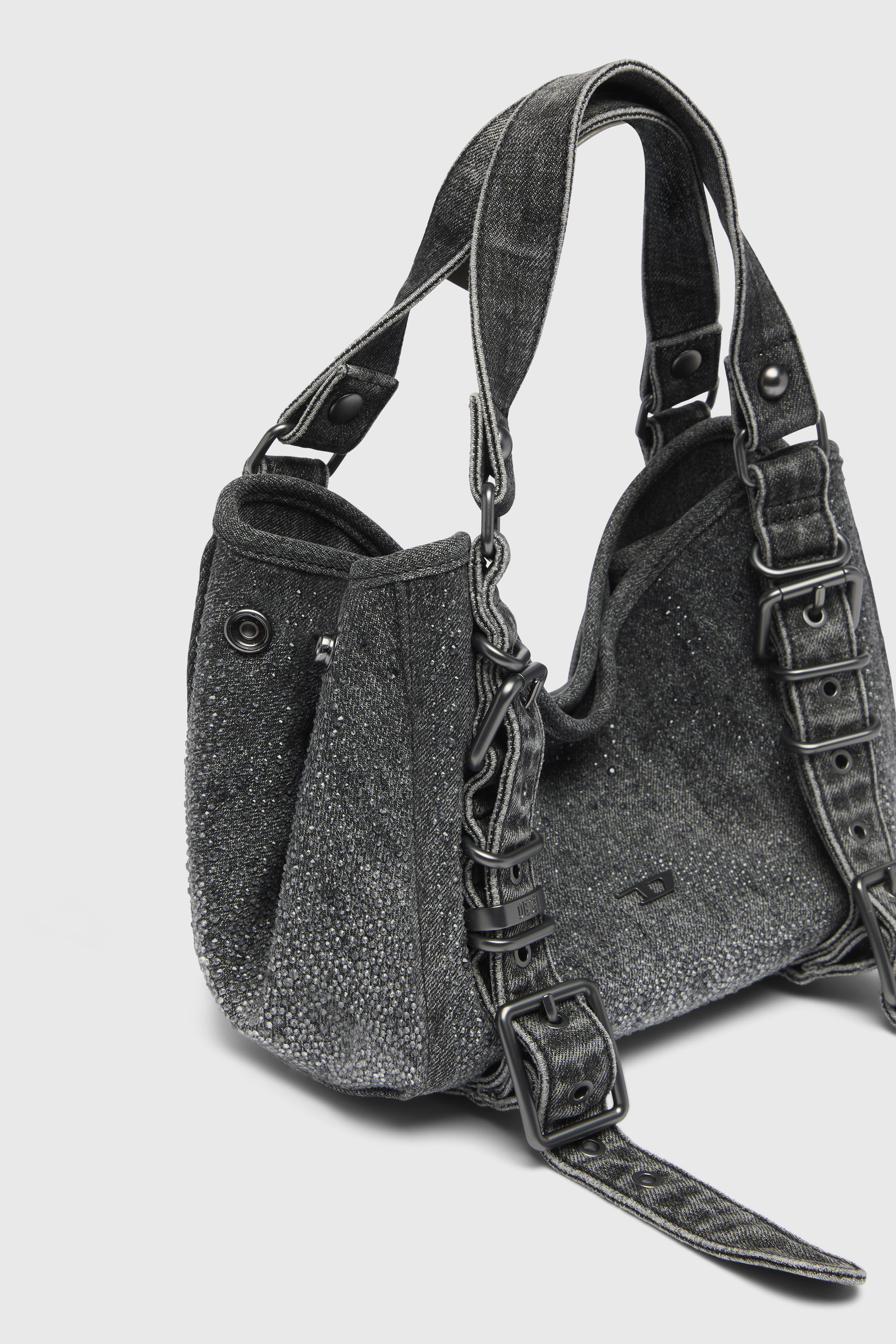 Women's D-One-Small top-handle bag in crystal solarised denim