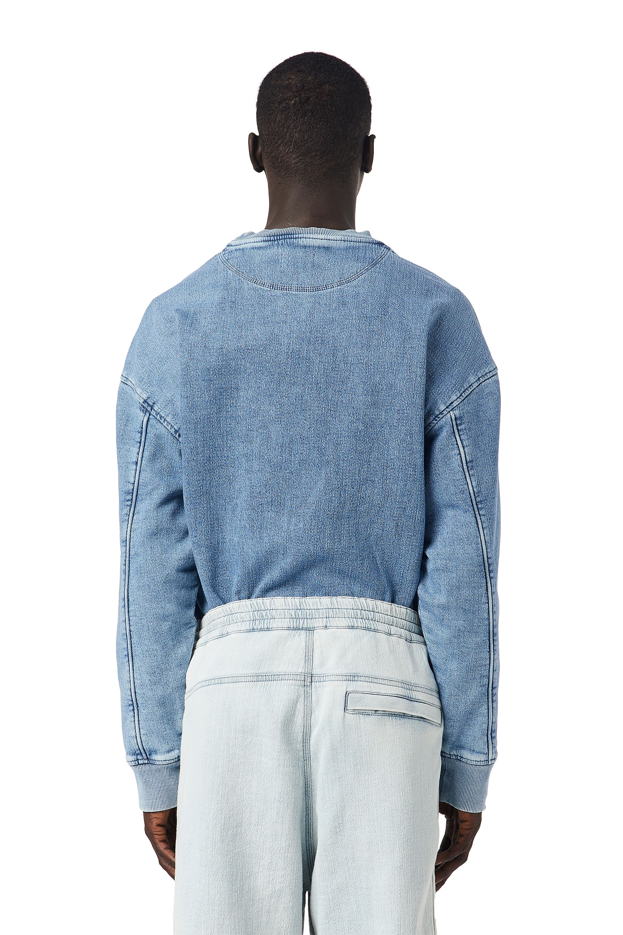 Diesel - D-KRIB TRACK DENIM SWEATSHIRT, Light Blue - Image 2