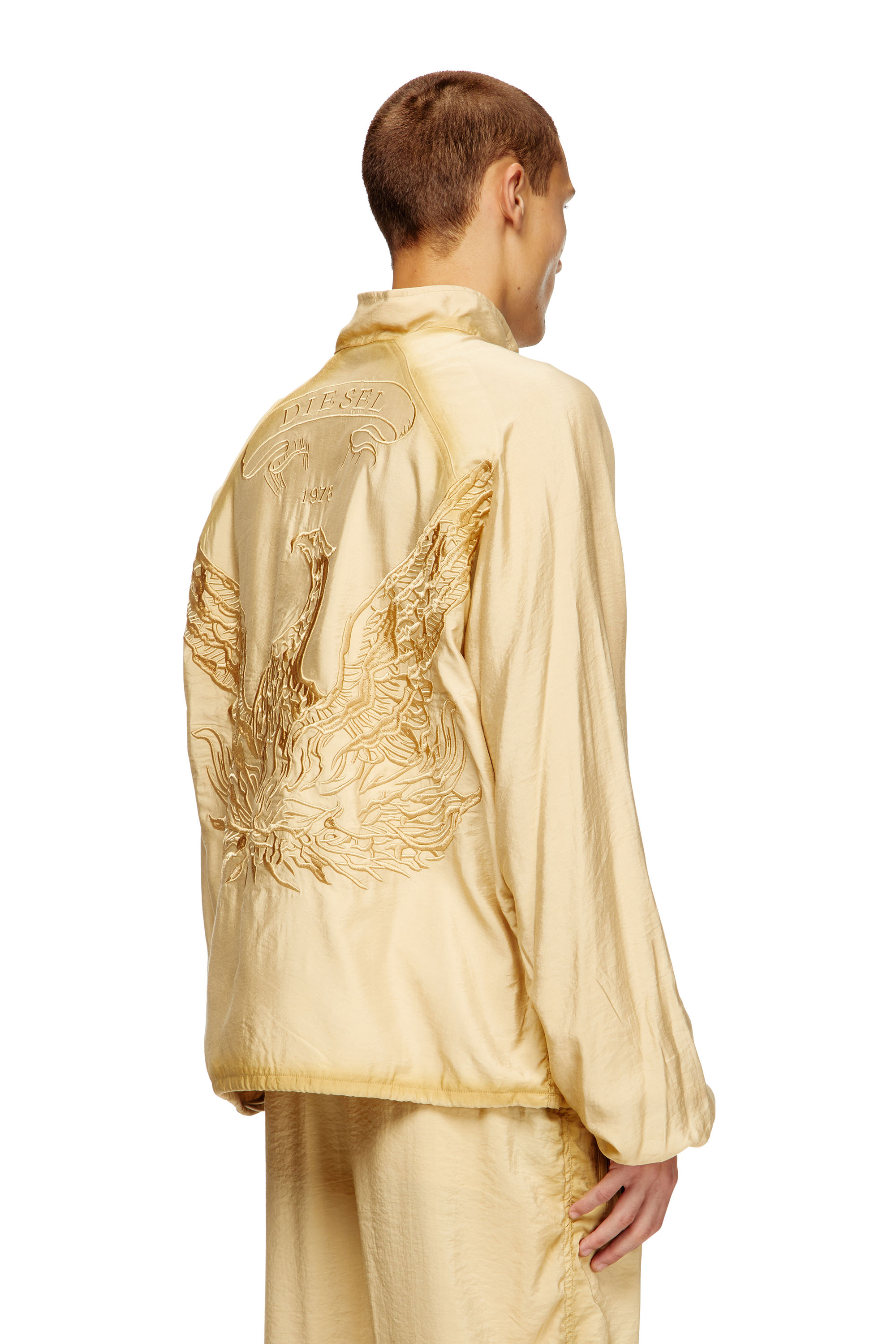 Diesel - J-HENRI-SOUVENIR, Man's Souvenir-style embroidered track jacket in Beige - 4