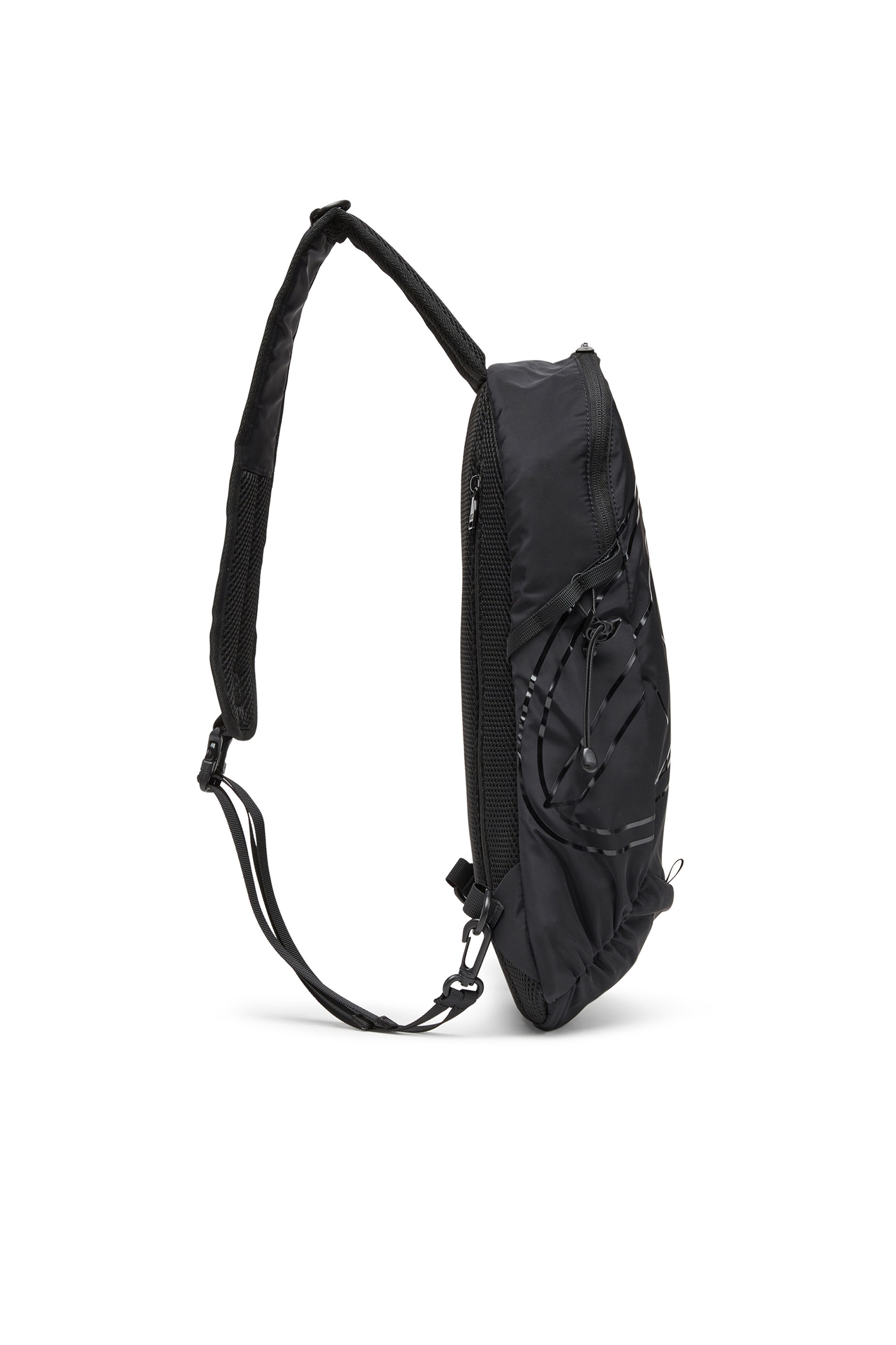 Diesel - DRAPE SLING BAG, Man's Drape-Nylon sling backpack with tonal logo in Black - 5