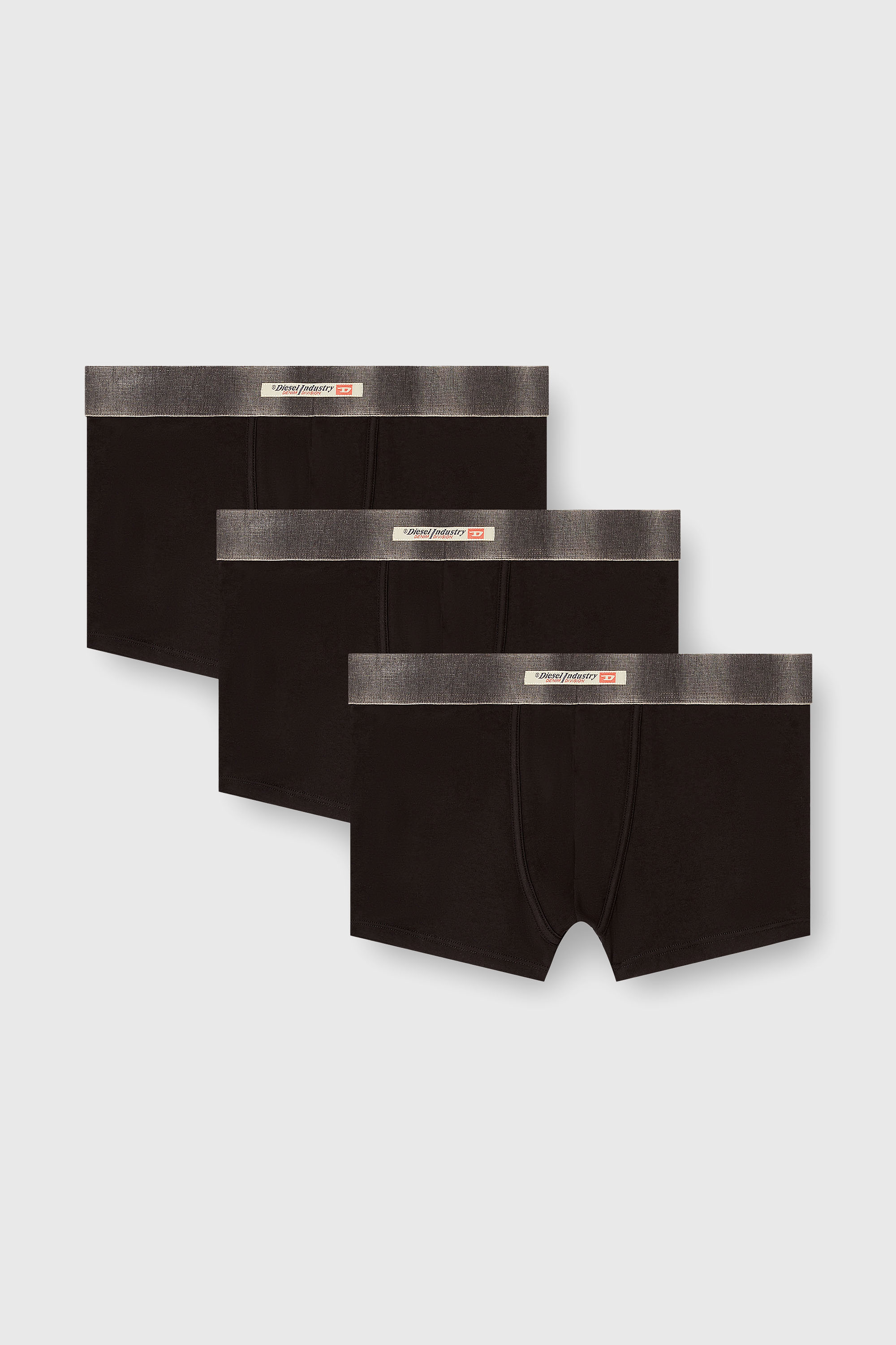 Diesel - DAMIEN-DNM-3PACK, Man's Three-pack of stretch cotton boxer briefs with satin waistband in Black - 1