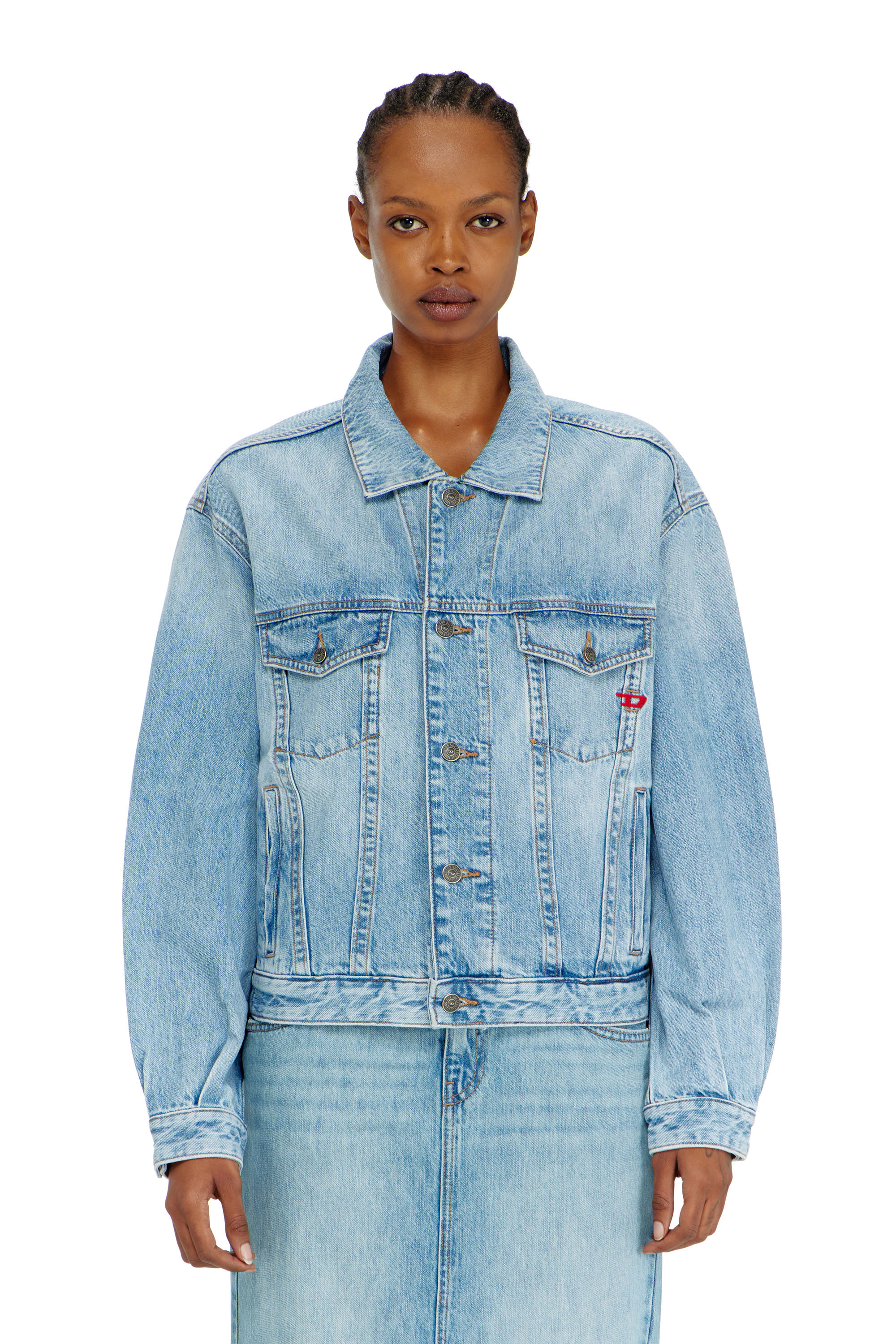 Diesel - D-RANGER, Unisex's Trucker jacket in denim in Light Blue - 3